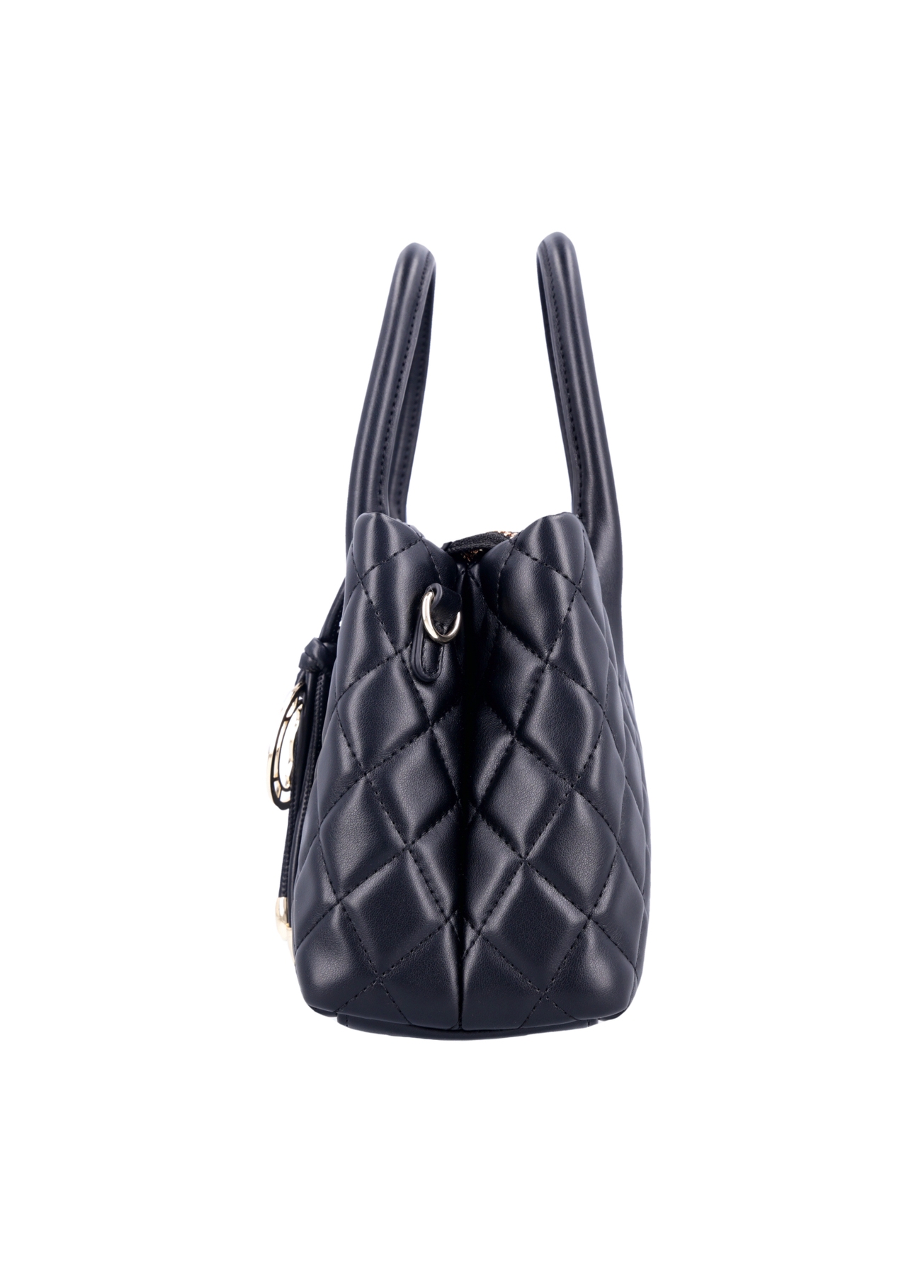 Quilted black women's handbag TOREC-1312-99(Z26), side view of the product on a white background.