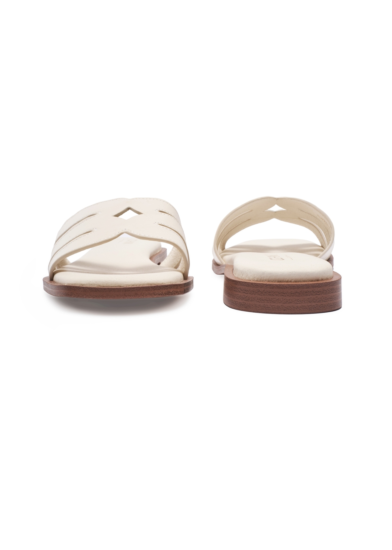 Women's cream leather flip-flops BUTYD-1224-0B(W26)