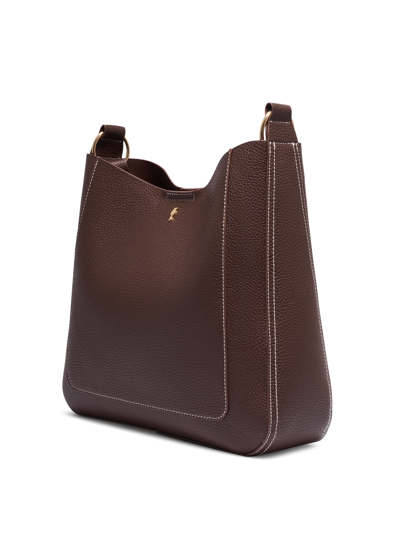 Brown women's hobo bag TOREC-1257-1H(Z26), diagonal product view on white background.