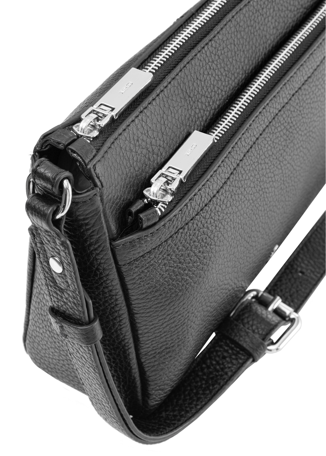 Black leather women's handbag TORES-0982D-99(Z25), close-up of the product detail on a white background.