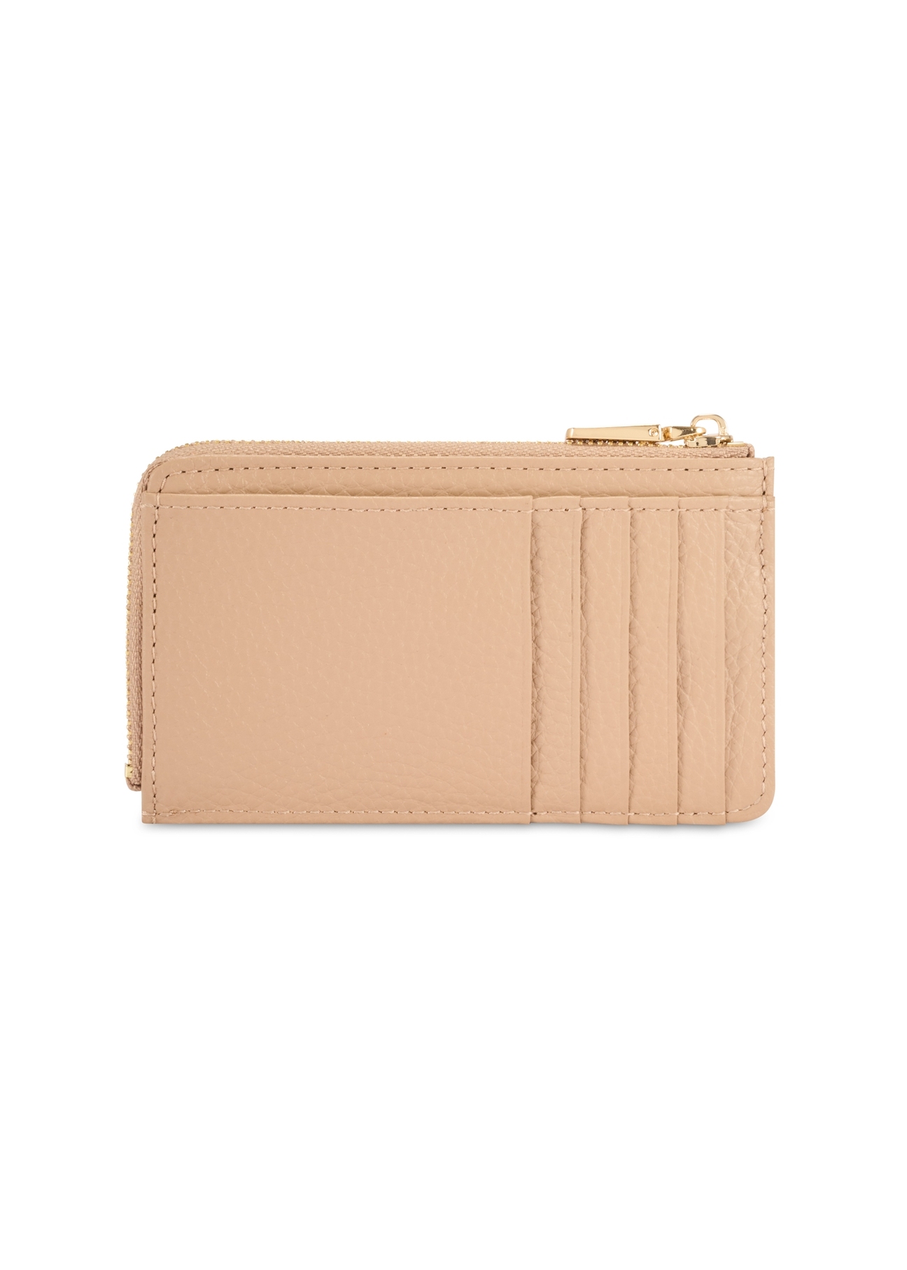 Beige small leather women's wallet PORES-0978R-1B(W26), back product view on white background.