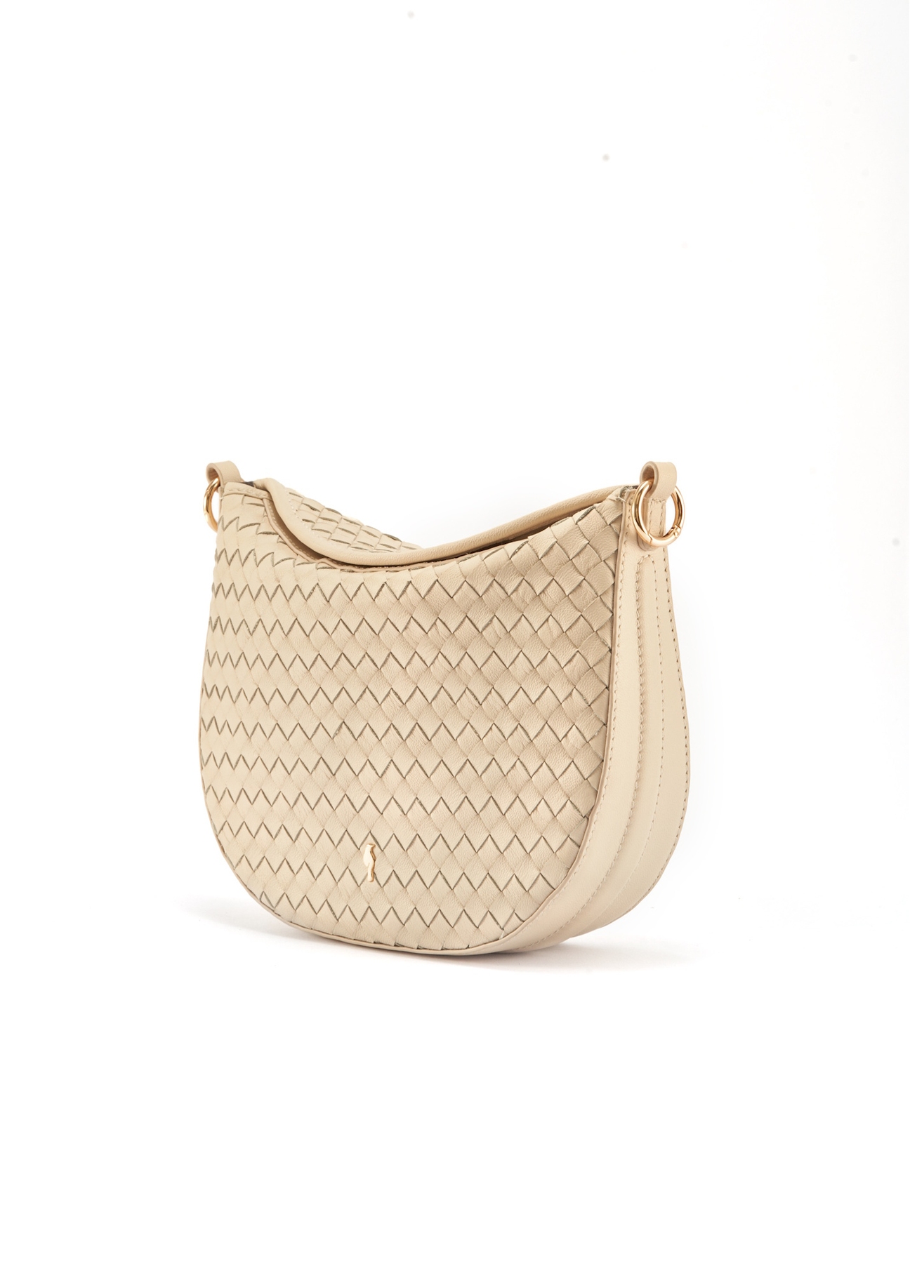 Cream braided leather messenger bag TORES-1109-12(W25)-02