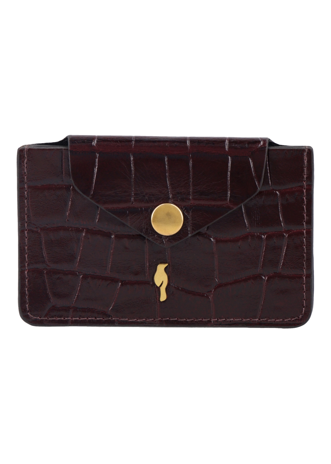 Small burgundy leather women's wallet PORES-0890B-4D(Z26), front product view on white background.