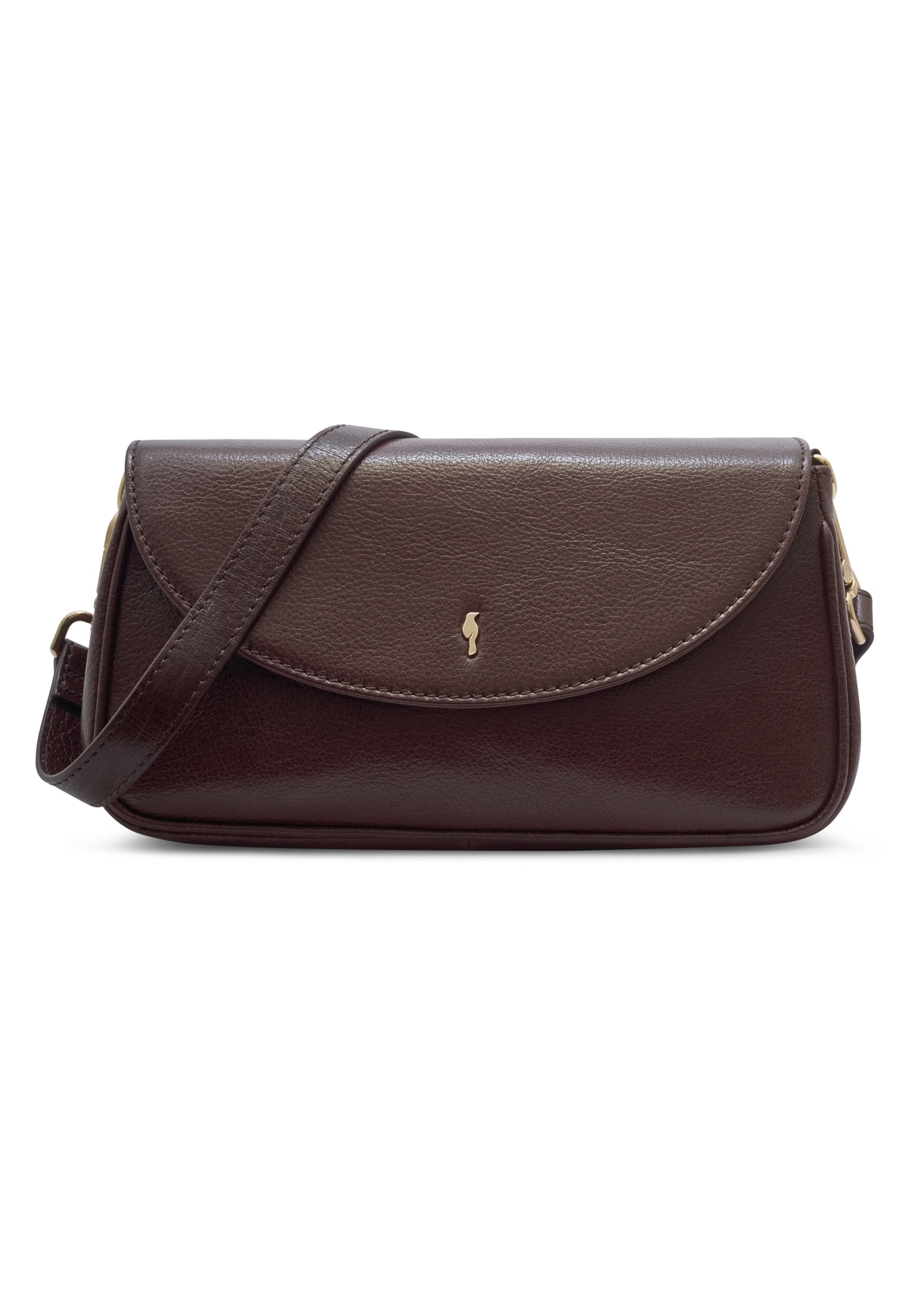 Classic brown leather women's handbag TORES-1371-1H(Z26). Front view on a white background.