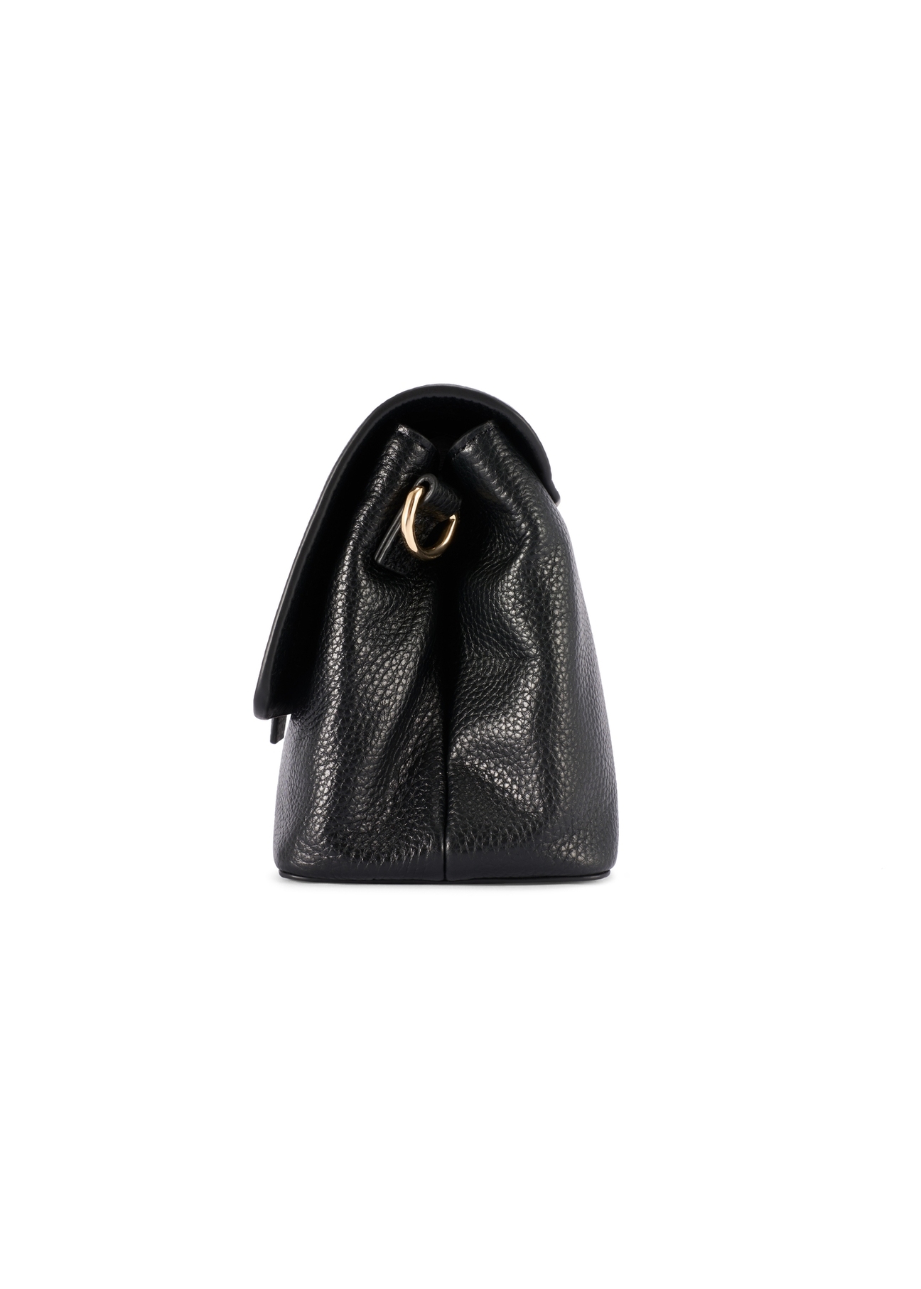 Women's leather handbag in black color TORES-1220-9I(W26) - product view from the side, on a white background.