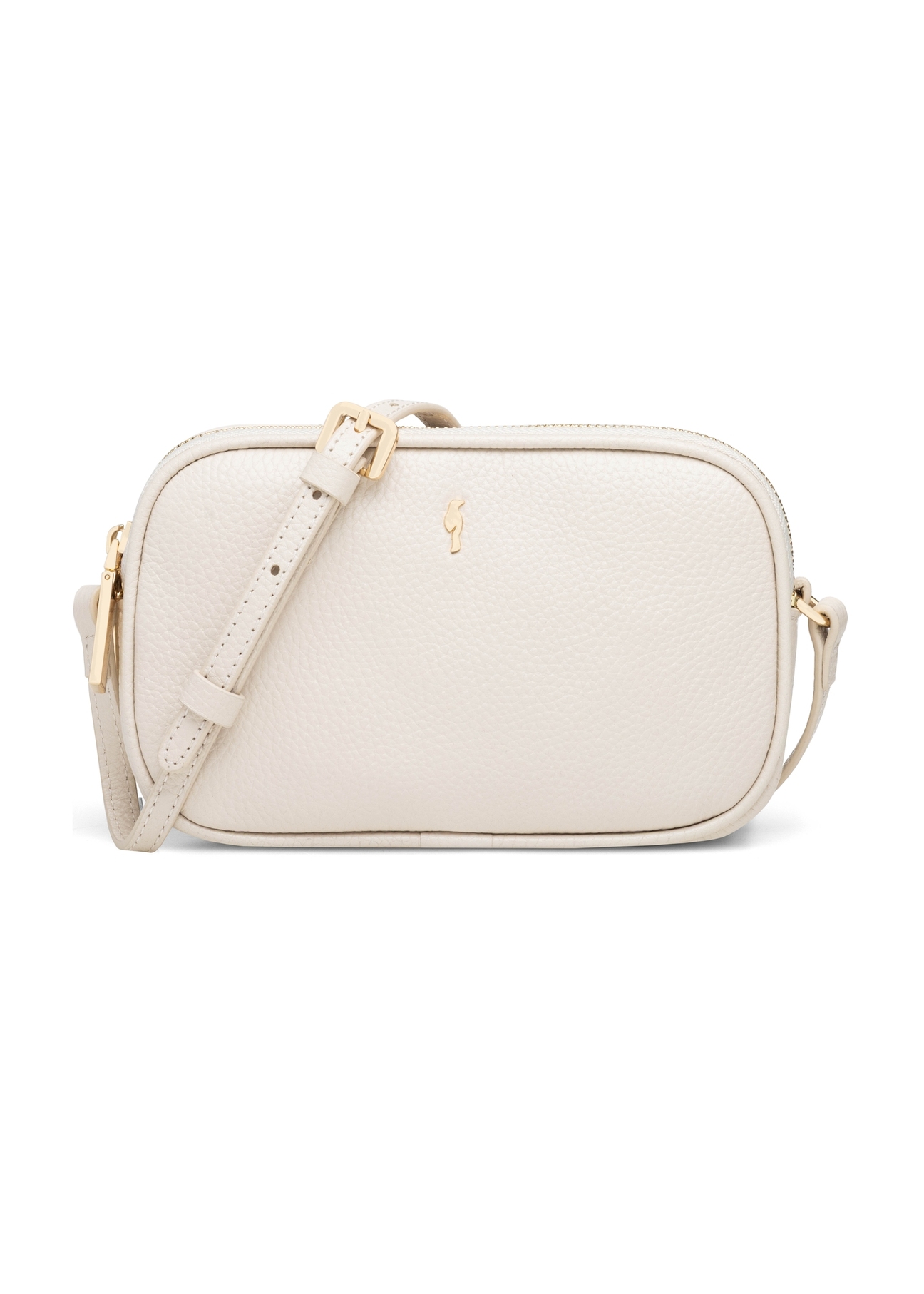 Small cream-colored leather women's handbag TORES-1152-0B(W26), product view from the front on a white background.