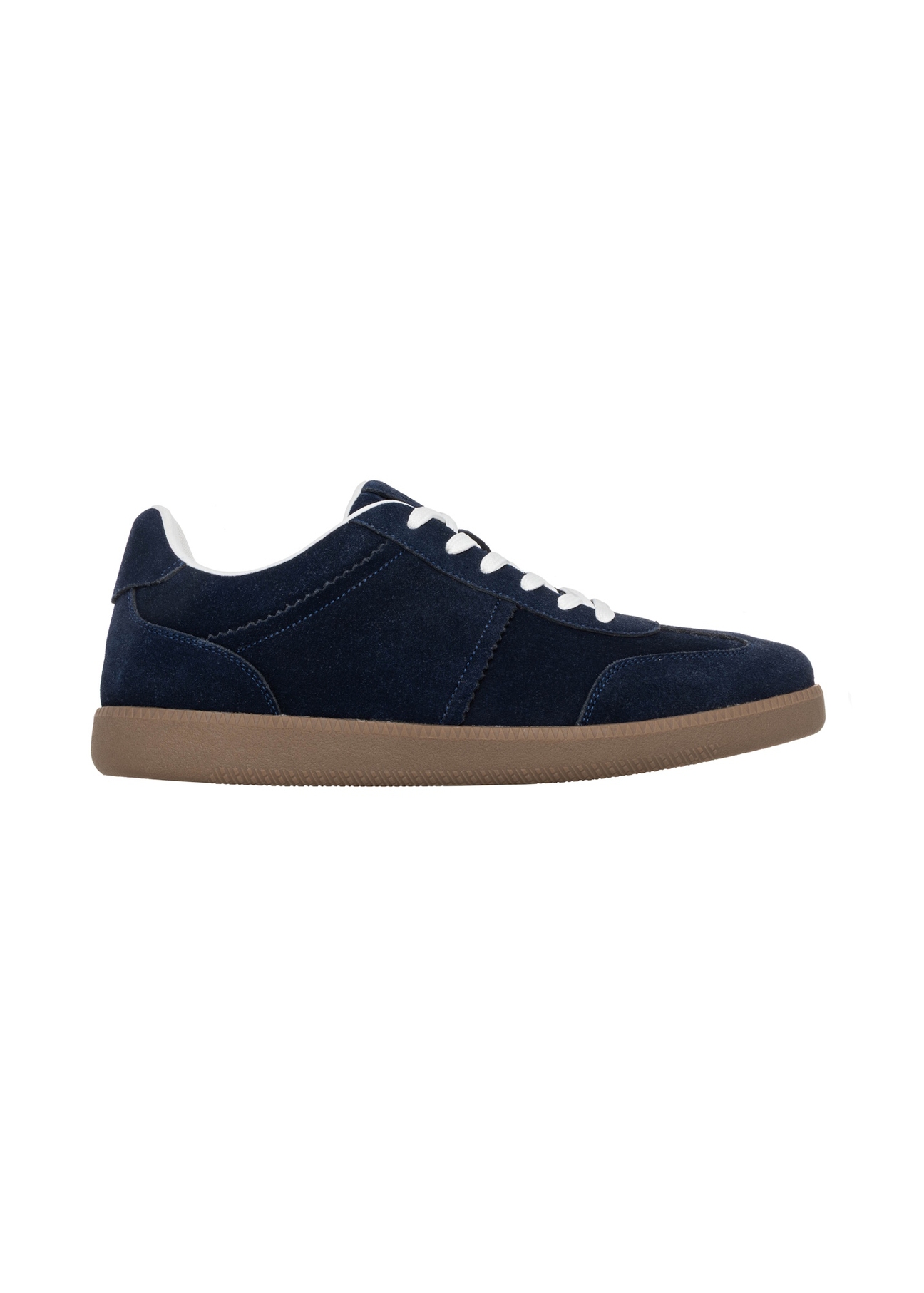 Navy blue suede men's sports shoes BUTYM-0567-7D(Z26), side product view on white background.