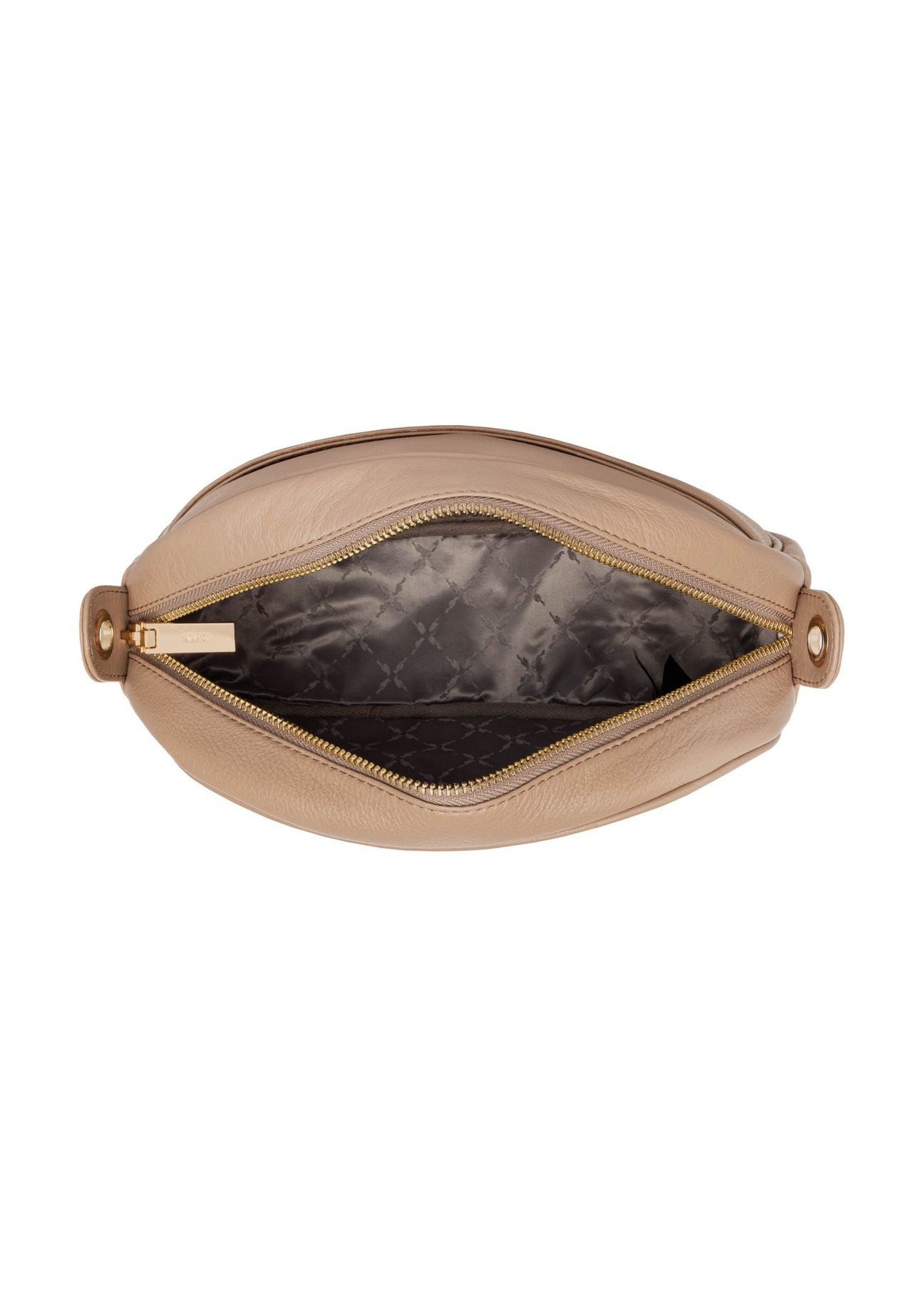 Beige leather women's shoulder bag TORES-0806F-1B(W26) - product view from above, on a white background.