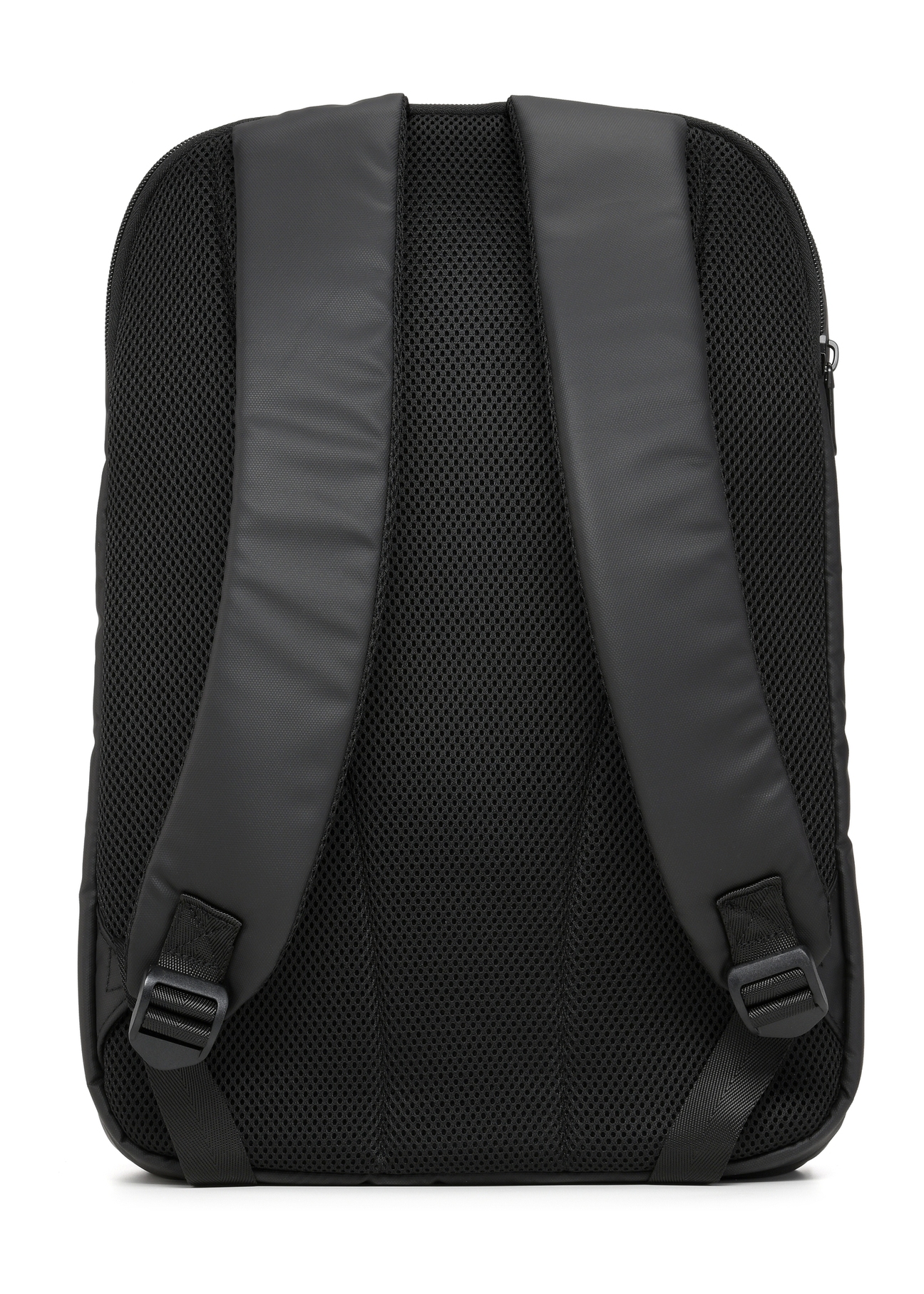 Black men's backpack TORMN-0410-99(W26) - product view from the back, on a white background.