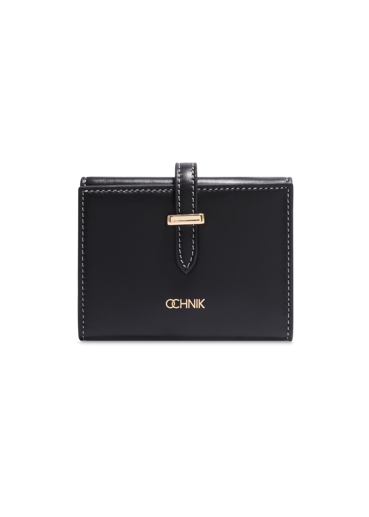 Black leather women's wallet PORES-1007-99(Z26), front product view on white background.