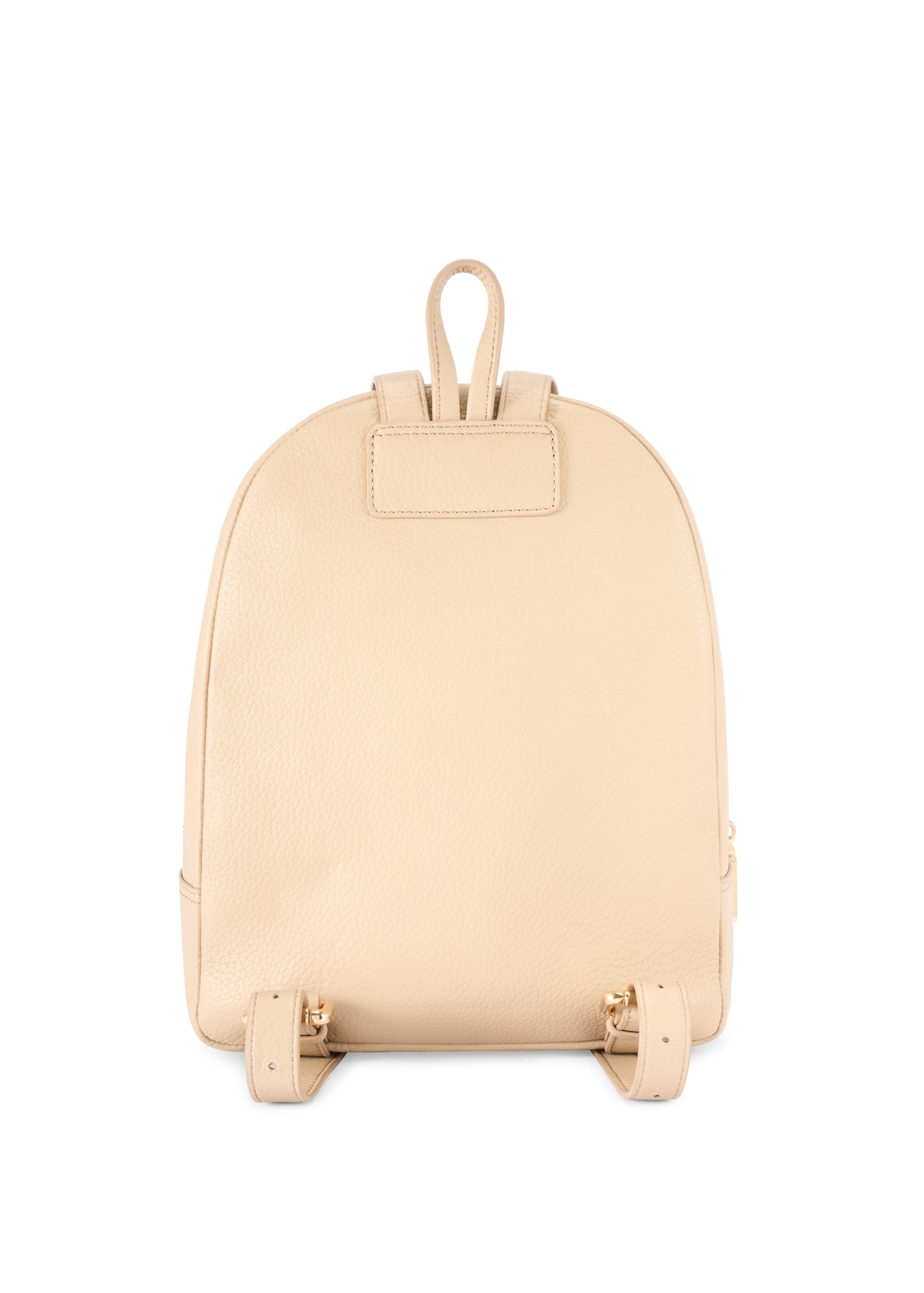 Beige leather women's backpack TORES-0898E-1B(W26) - product view from the back, on a white background.