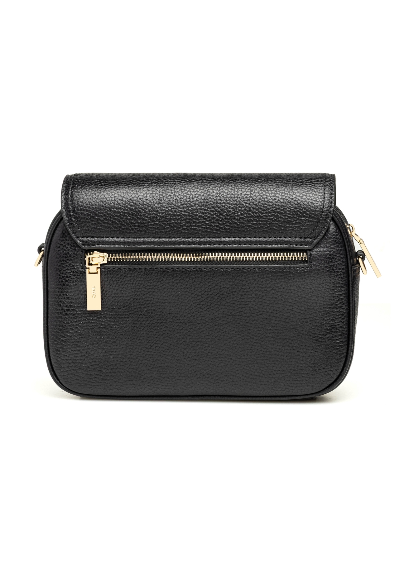 Black leather women's messenger bag TORES-1274-9I(W26), product view from the back on a white background.