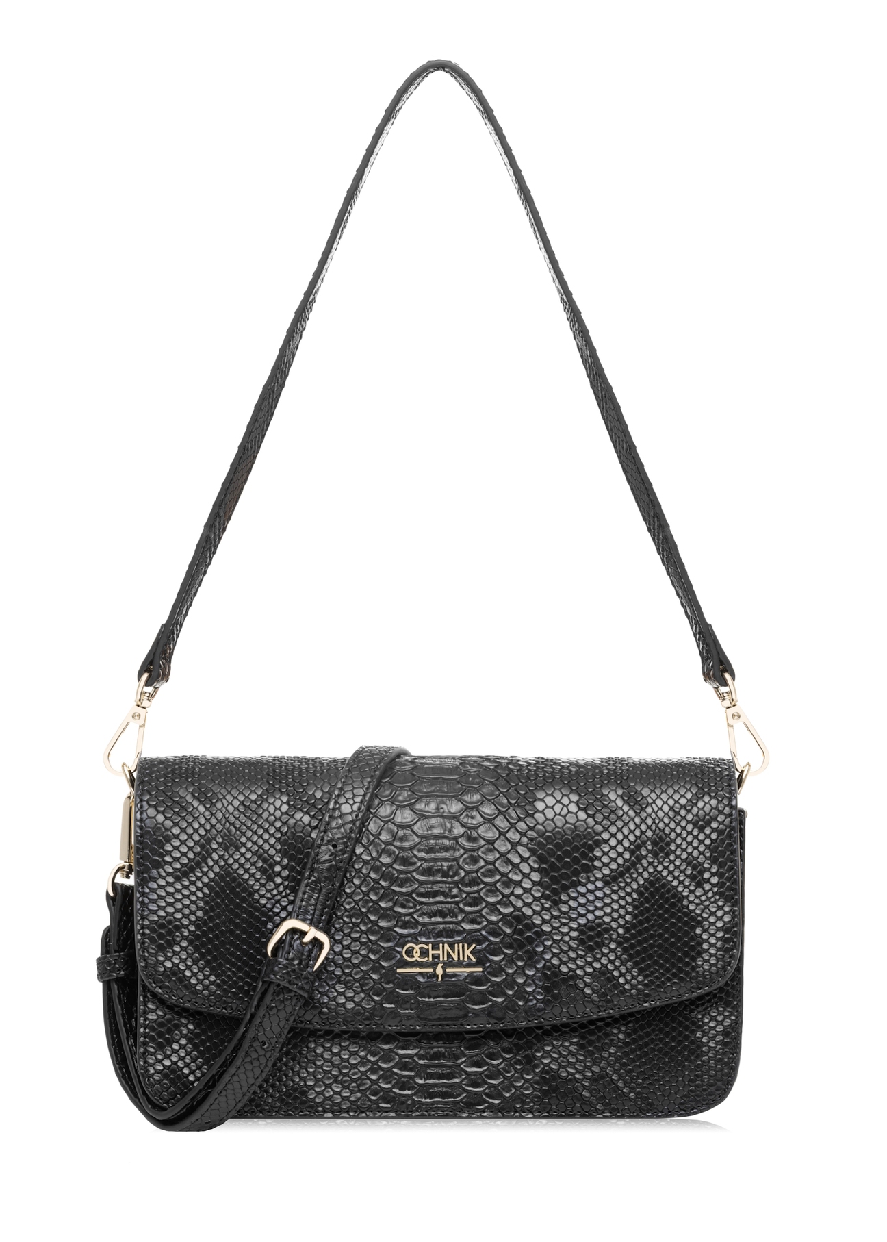 Black women's shoulder bag TOREC-1081-98(Z25), product visible from the front, photo on a white background.