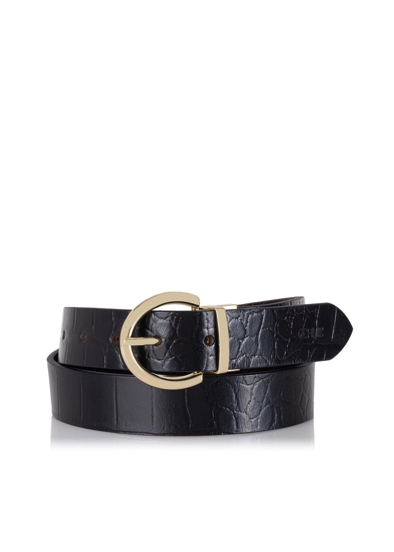 Two-sided burgundy and black women's belt PASDS-0175-49(Z22)-03