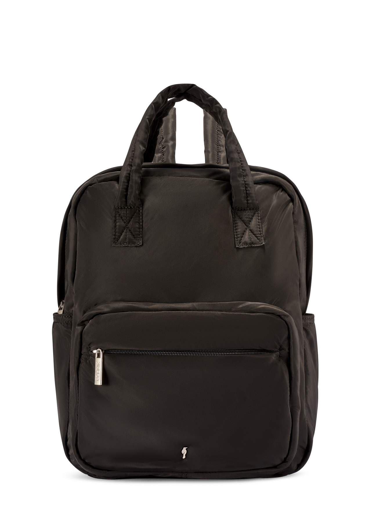 Black nylon women's backpack TOREN-0341-99(W26), front product view on white background.