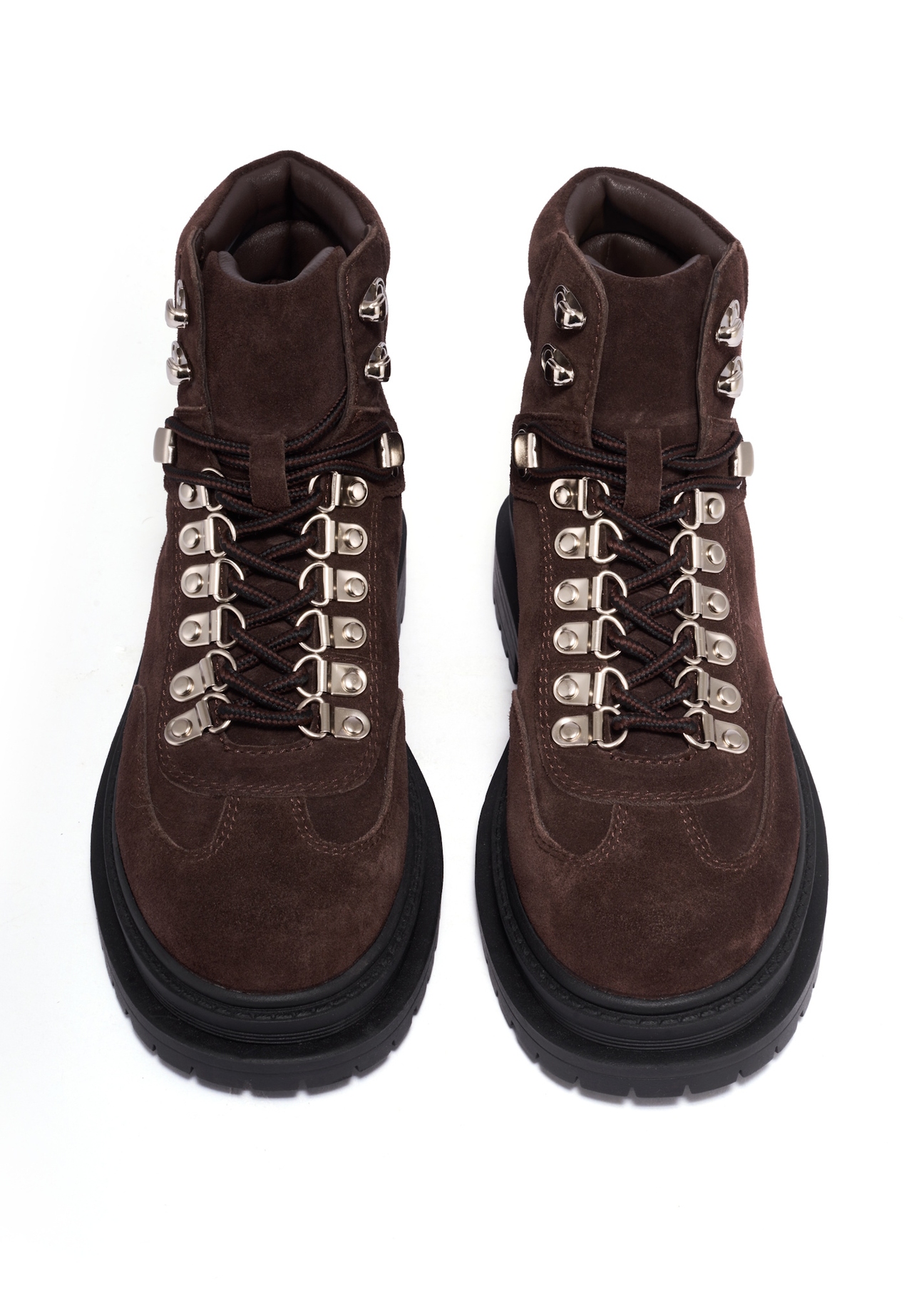 Women's dark brown suede ankle boots BUTYD-1354-1I(Z26), front product view on white background.