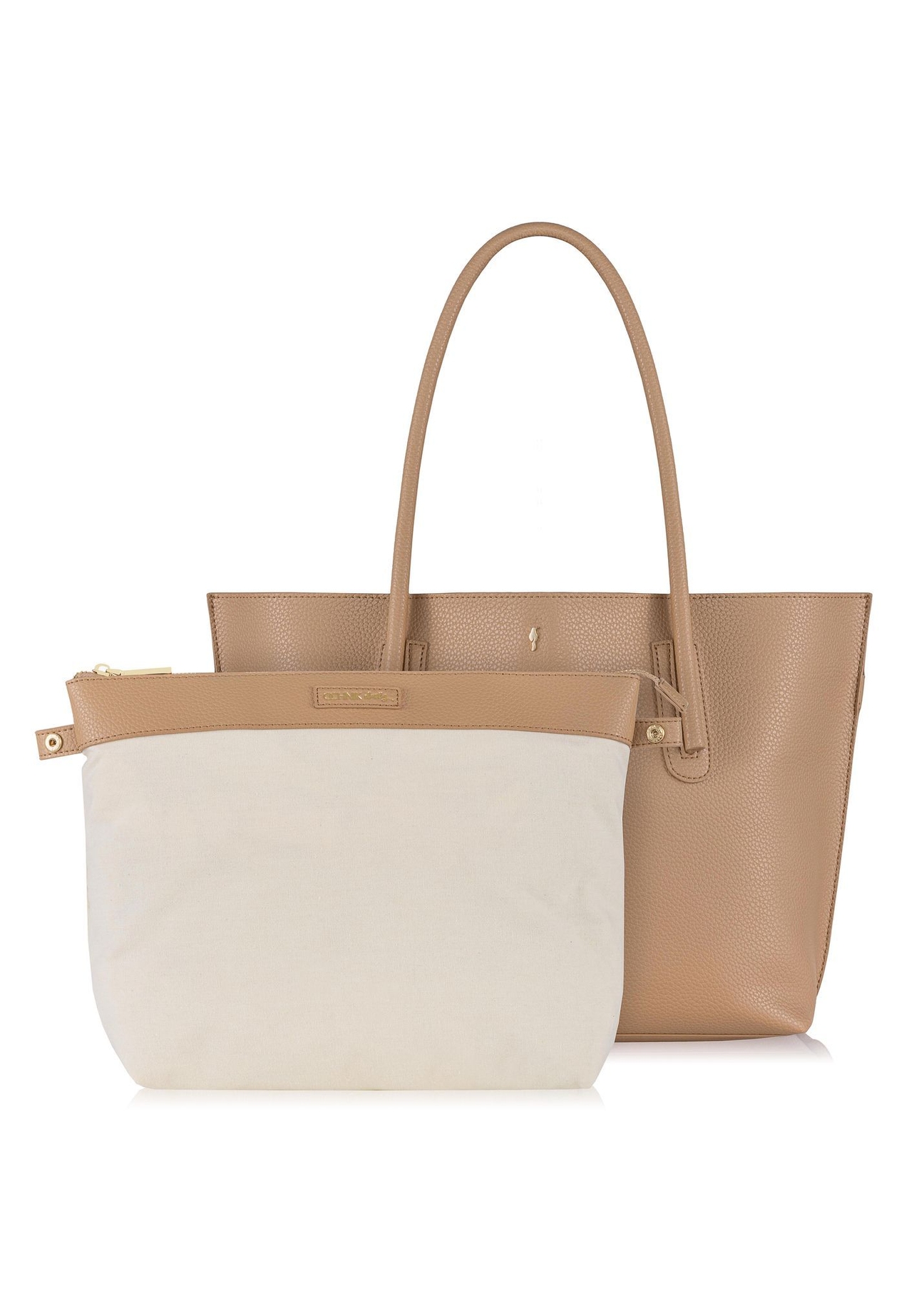 Dark beige women's shopper bag TOREC-0938-1C(W26) - front product view on white background.