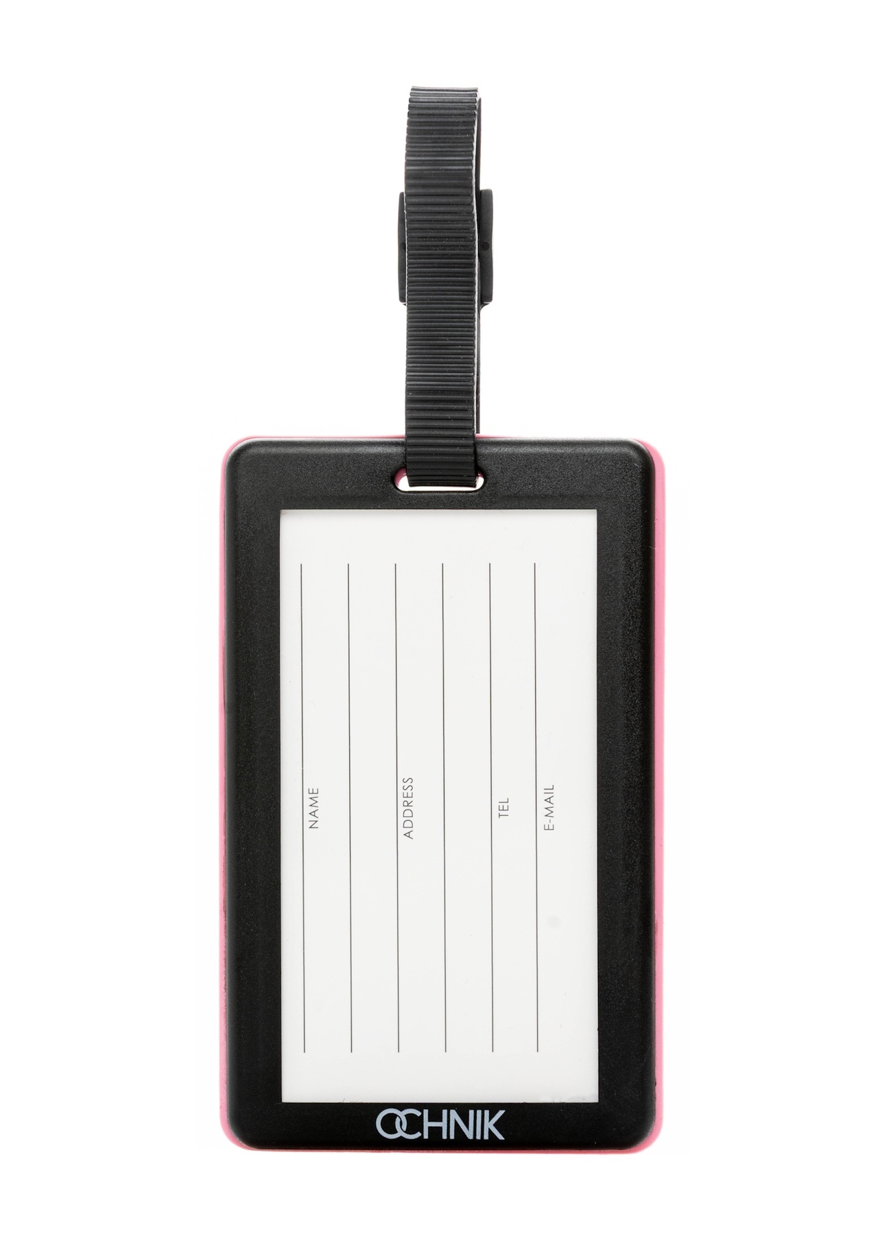 Luggage tag AW-012-0015-5B(W26), product back view on white background.