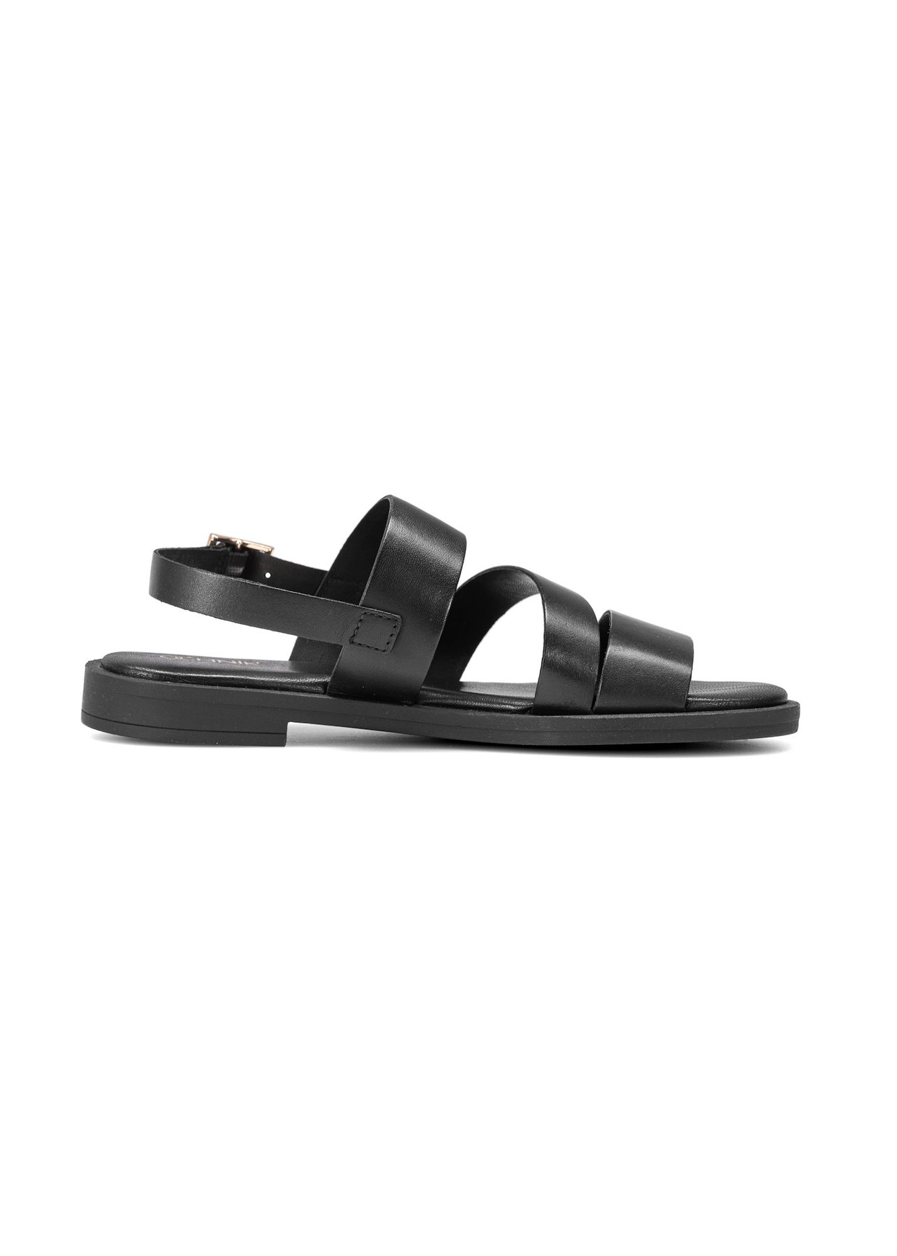 Women's leather sandals in black BUTYD-1152-99(W26), side view of the product on a white background.