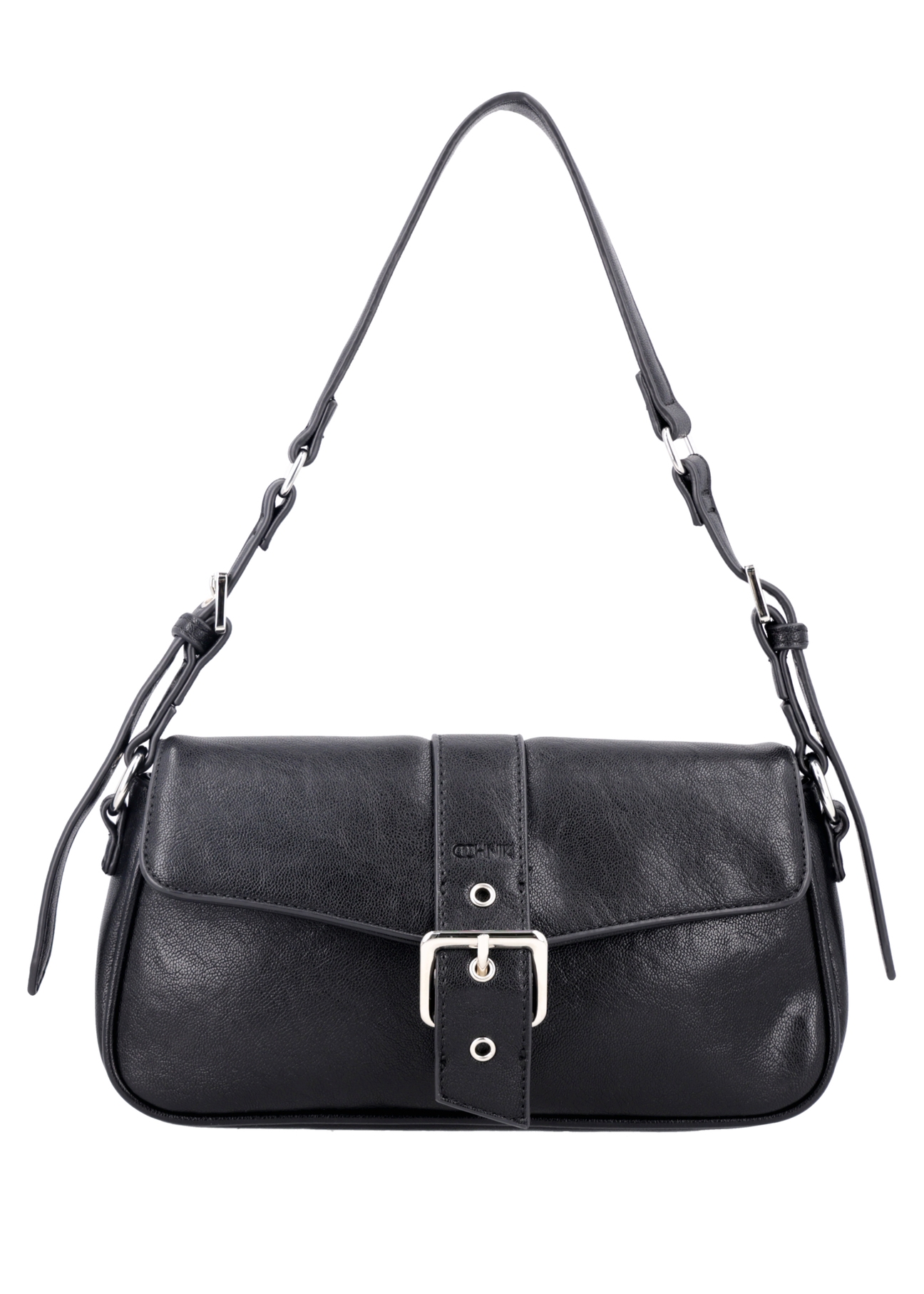 Black women's handbag with buckle TOREC-1370-99(Z26), front product view on white background.