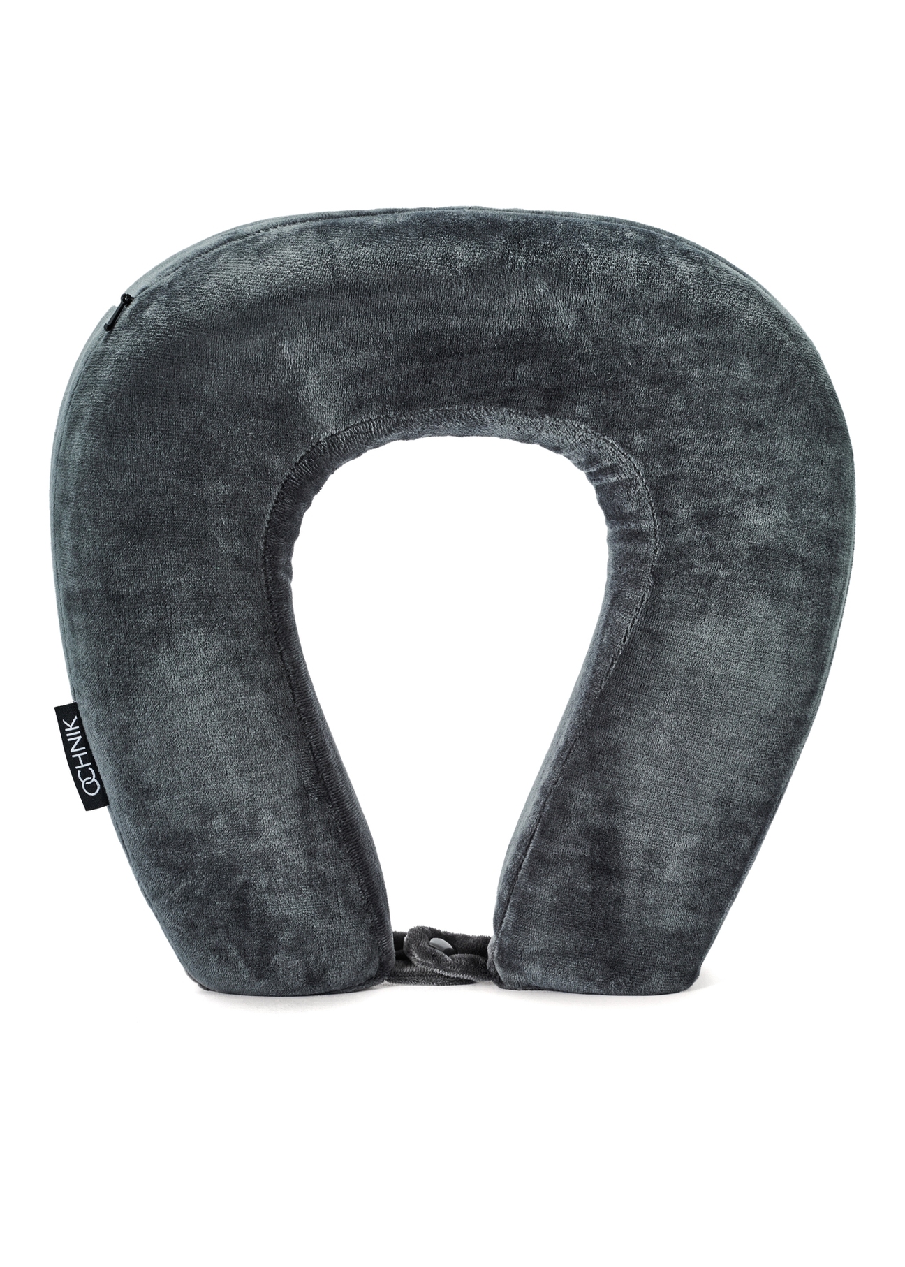 Gray travel pillow AW-014-0002-91(W25), product view from the front on white background.