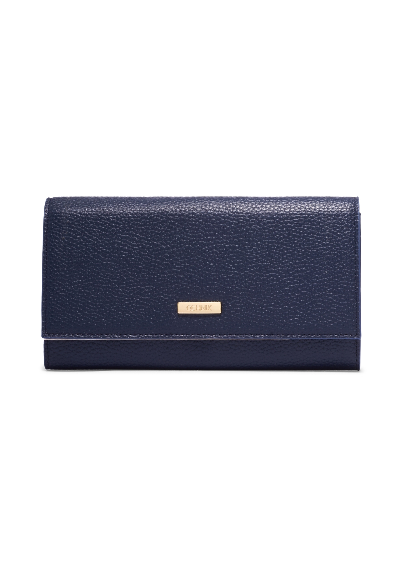 Navy blue women's wallet with cream interior POREC-0439-7E(Z26) - front product view, on white background.