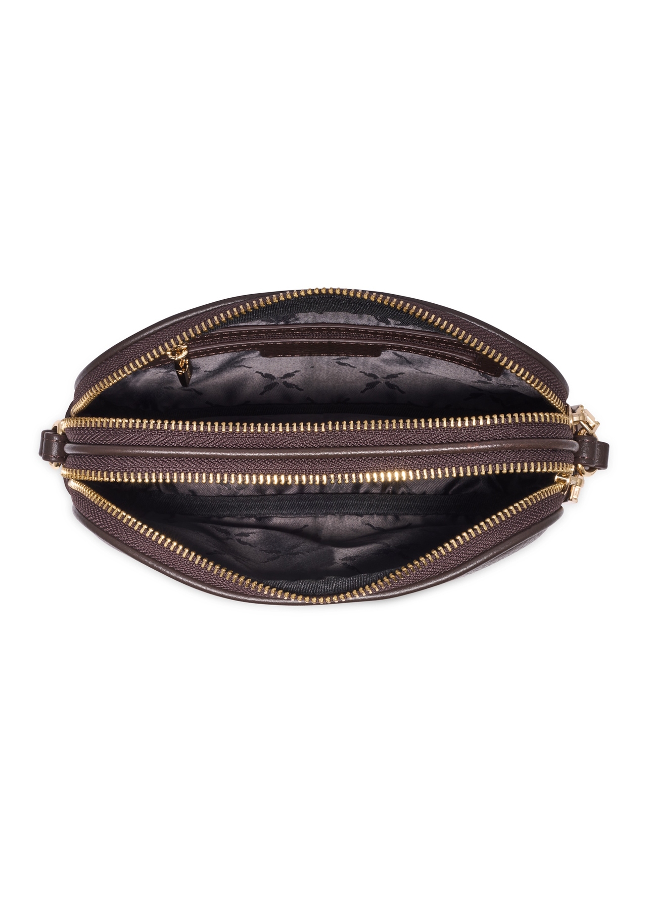 Small dark brown leather women's handbag TORES-1152-1I(Z26), product view inside on white background.