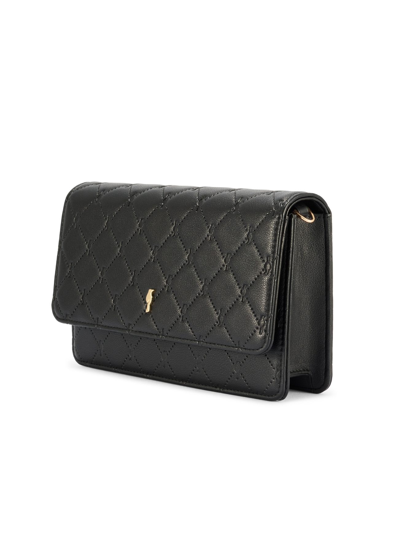 Small women's handbag in black TOREC-1178-9P(W26), diagonal product view on a white background.