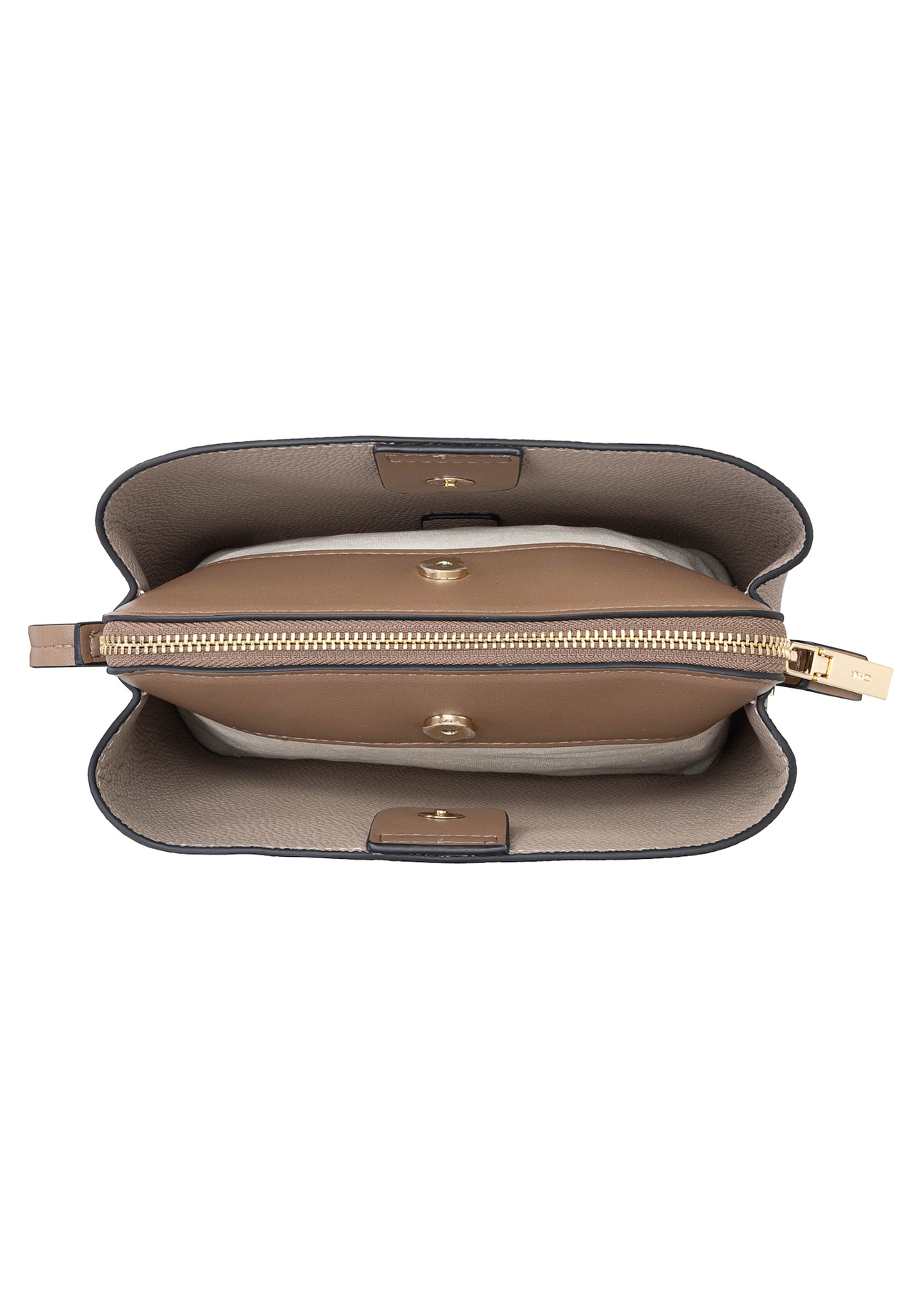 Beige small women's handbag TOREC-0768-1B(W26), product view inside on white background.