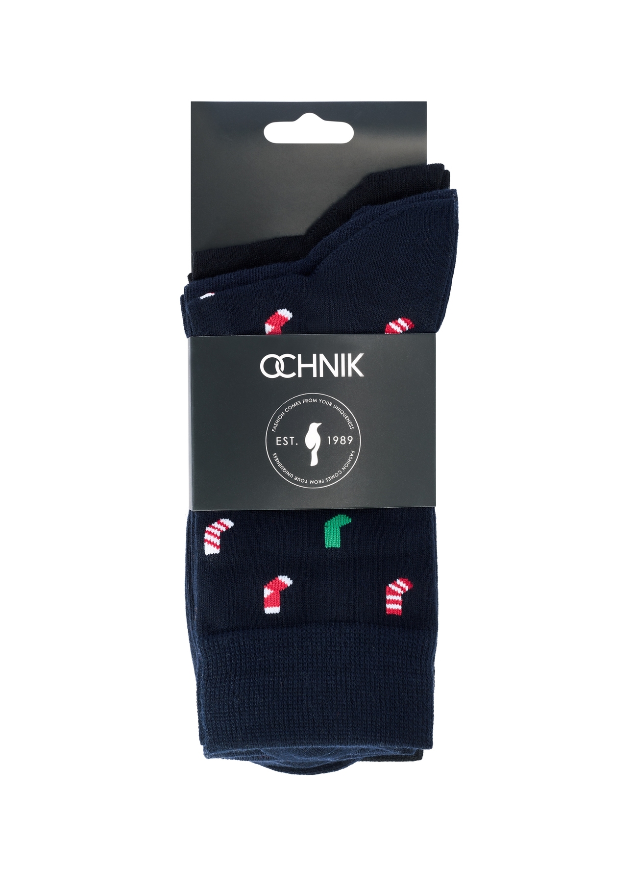 Set of men's Christmas socks ZESMT-0059-15(Z25), view of the product in the packaging on a white background.