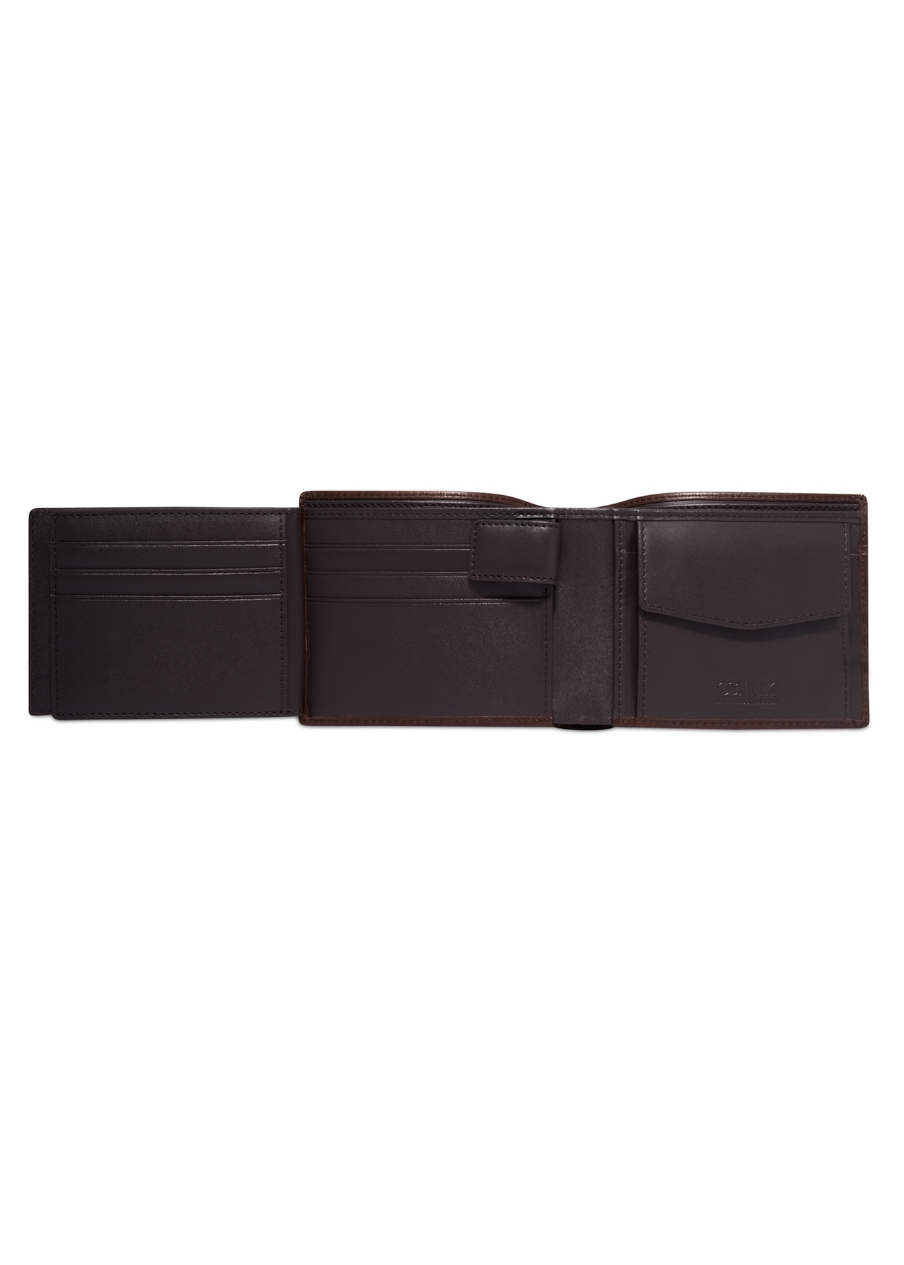 Dark brown men's leather wallet PORMS-0733-1I(Z26), product view inside on white background.