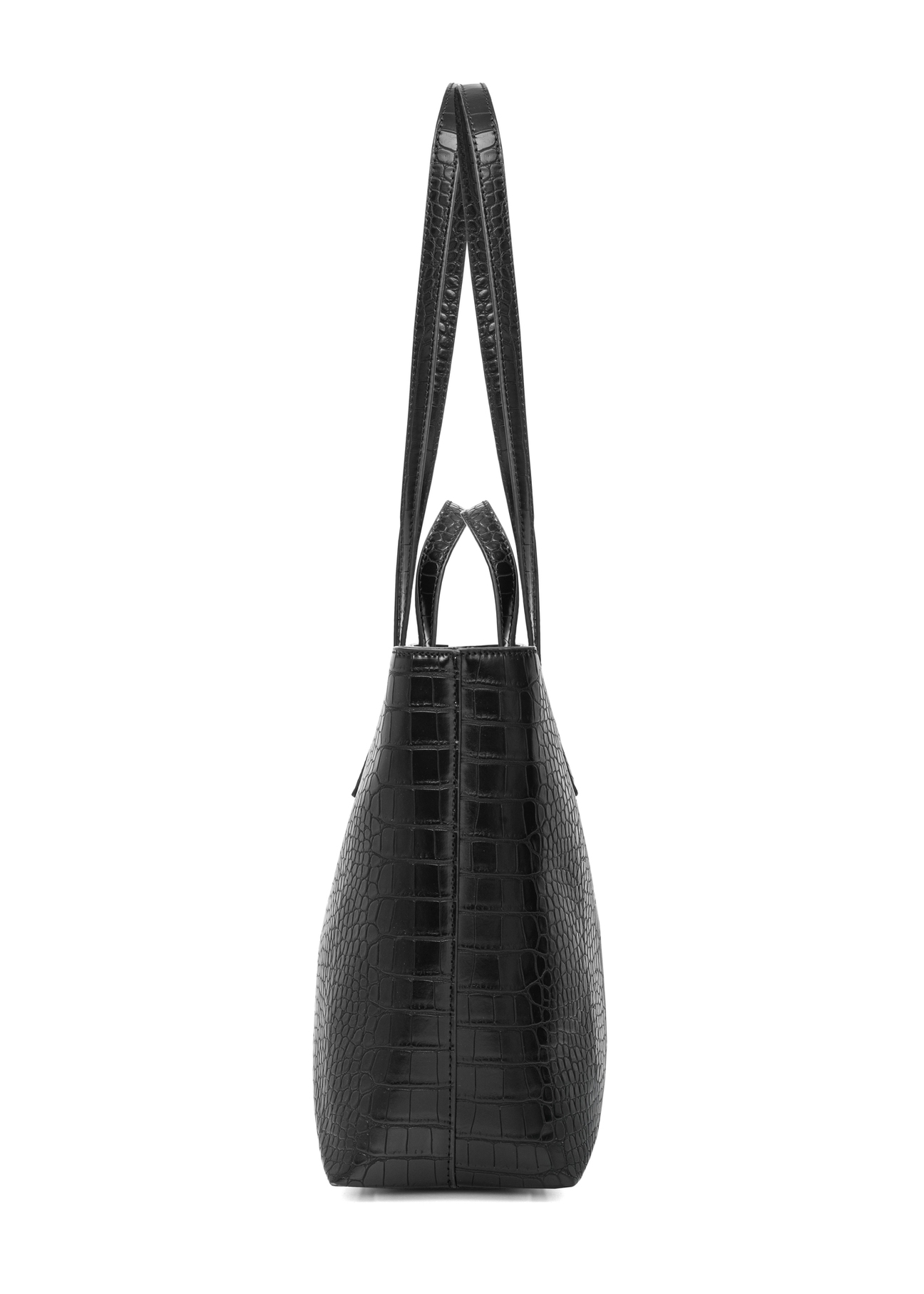 Black women's shopper handbag TOREC-1204-9G(W26), side product view on white background.