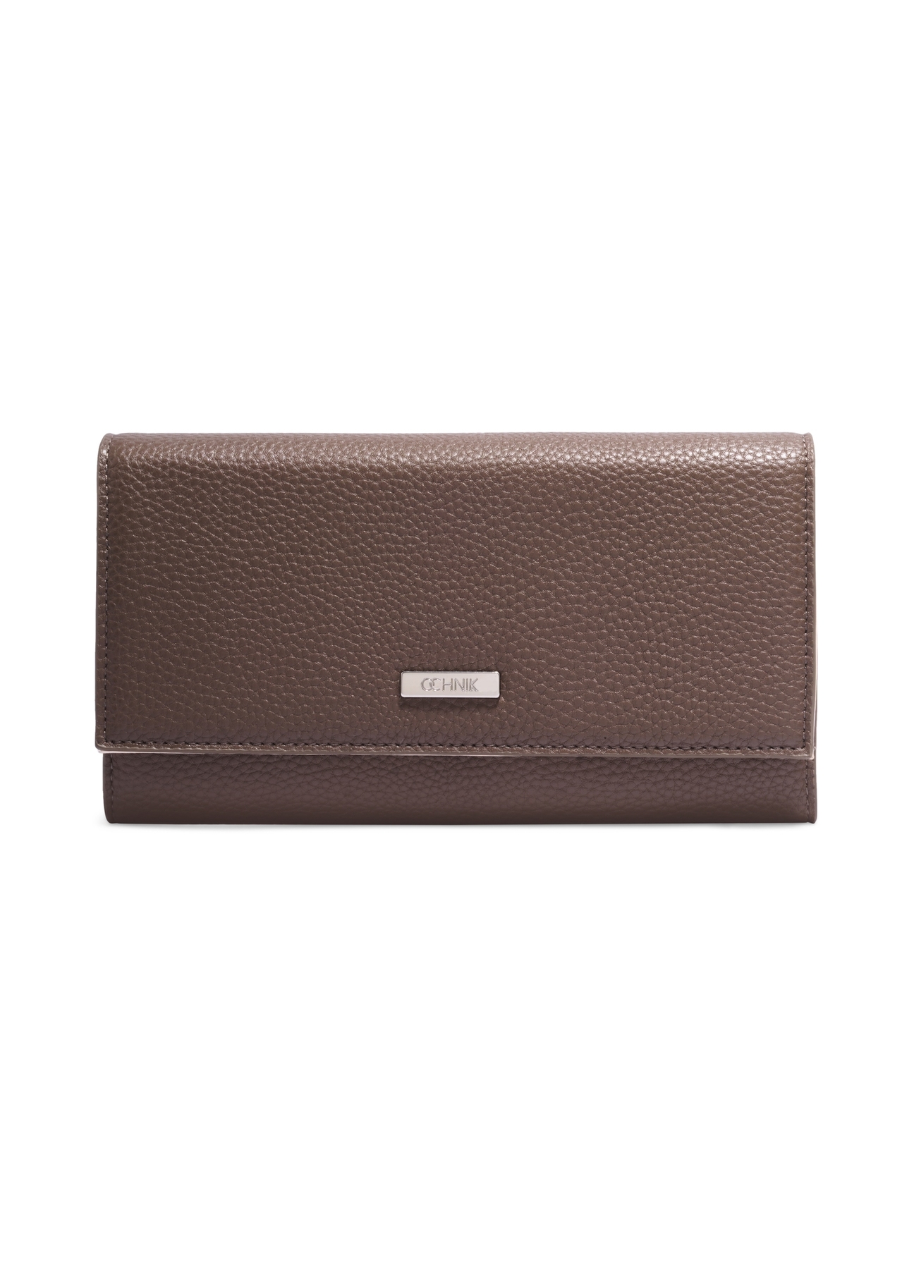 Dark beige women's wallet with cream interior POREC-0439-1K(Z26) - front product view, on white background.