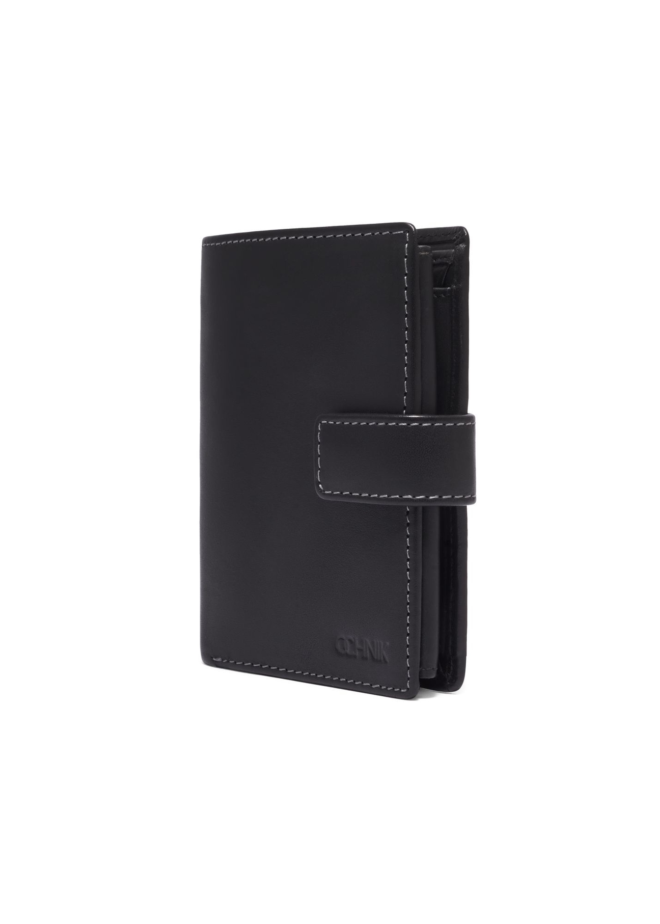 Black large men's leather wallet PORMS-0701-99(Z26) - diagonal product view, on a white background.
