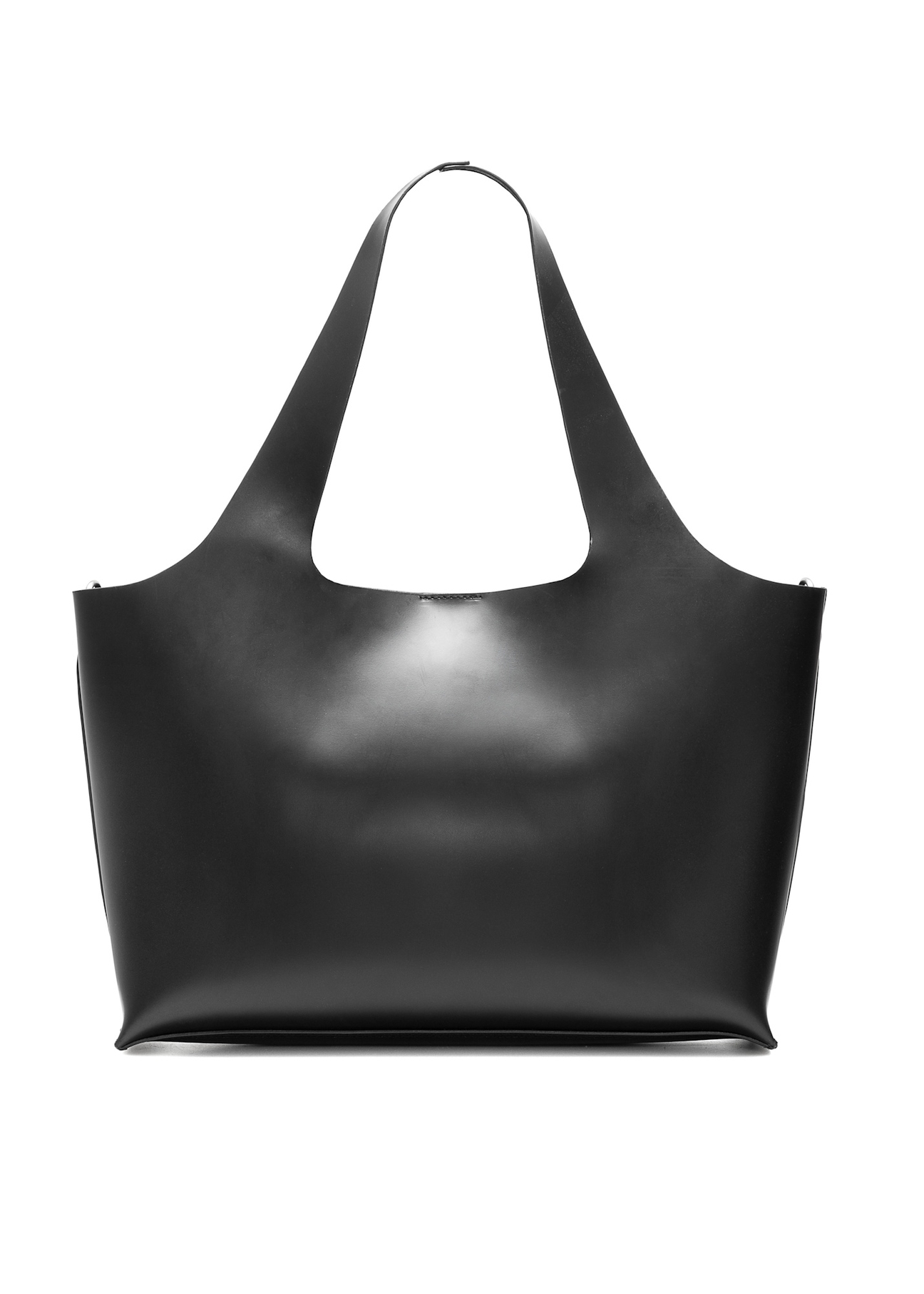 Black large leather shopper bag TORES-1140-99(Z25), product view from the back on a white background.