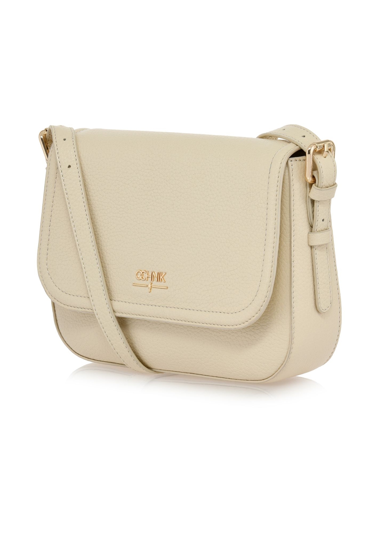 Cream leather women's postbag TORES-0985-12(W24)-02
