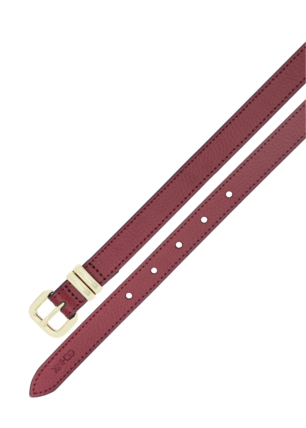 Fuchsia women's leather belt PASDS-0321-5E(W26) - product view from above, on white background.