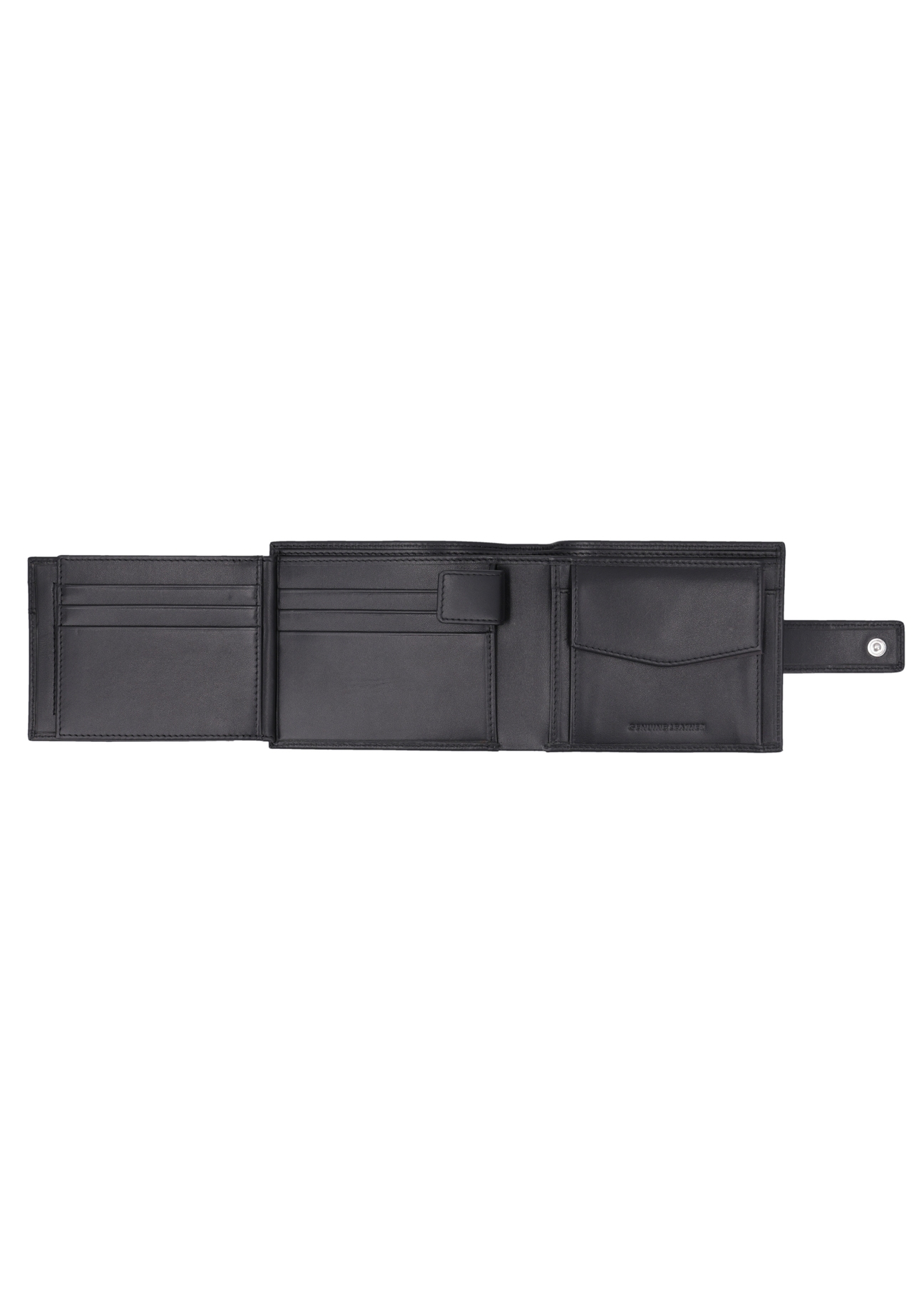 Black men's leather wallet PORMS-0717-99(Z26) - product view from above, on white background.