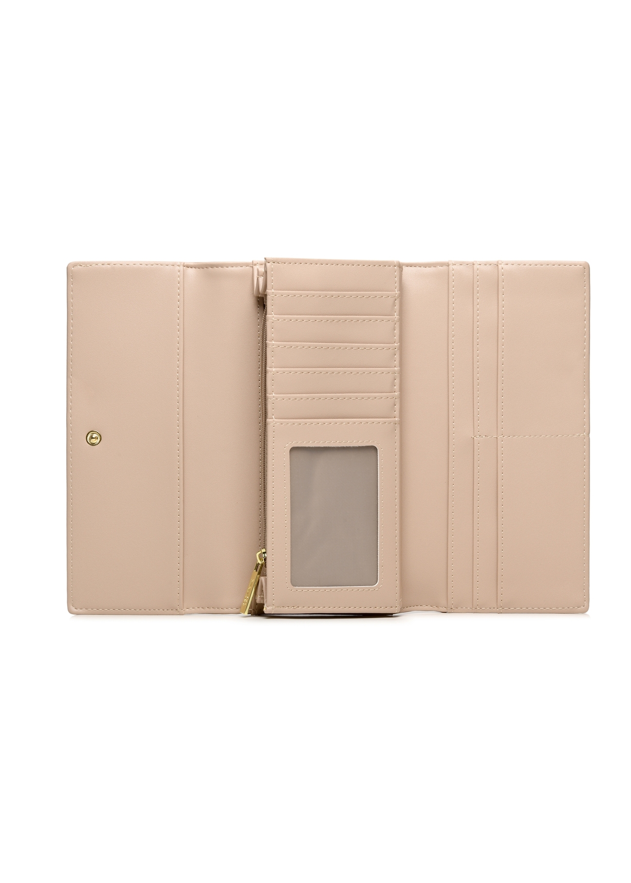 Beige large women's wallet POREC-0398A-81(Z25), product view from the inside on a white background.