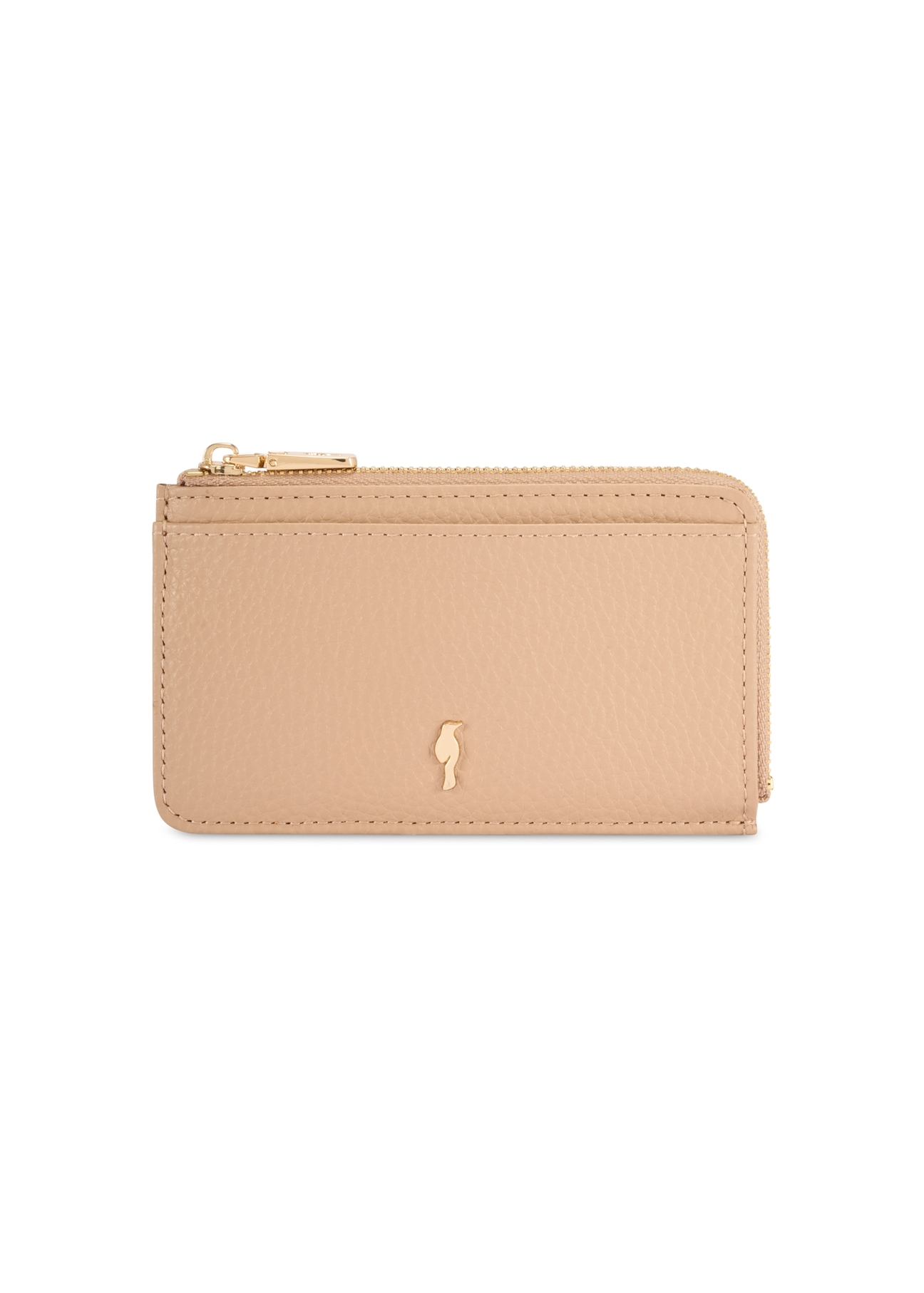 Beige small leather women's wallet PORES-0978R-1B(W26), front product view on white background.