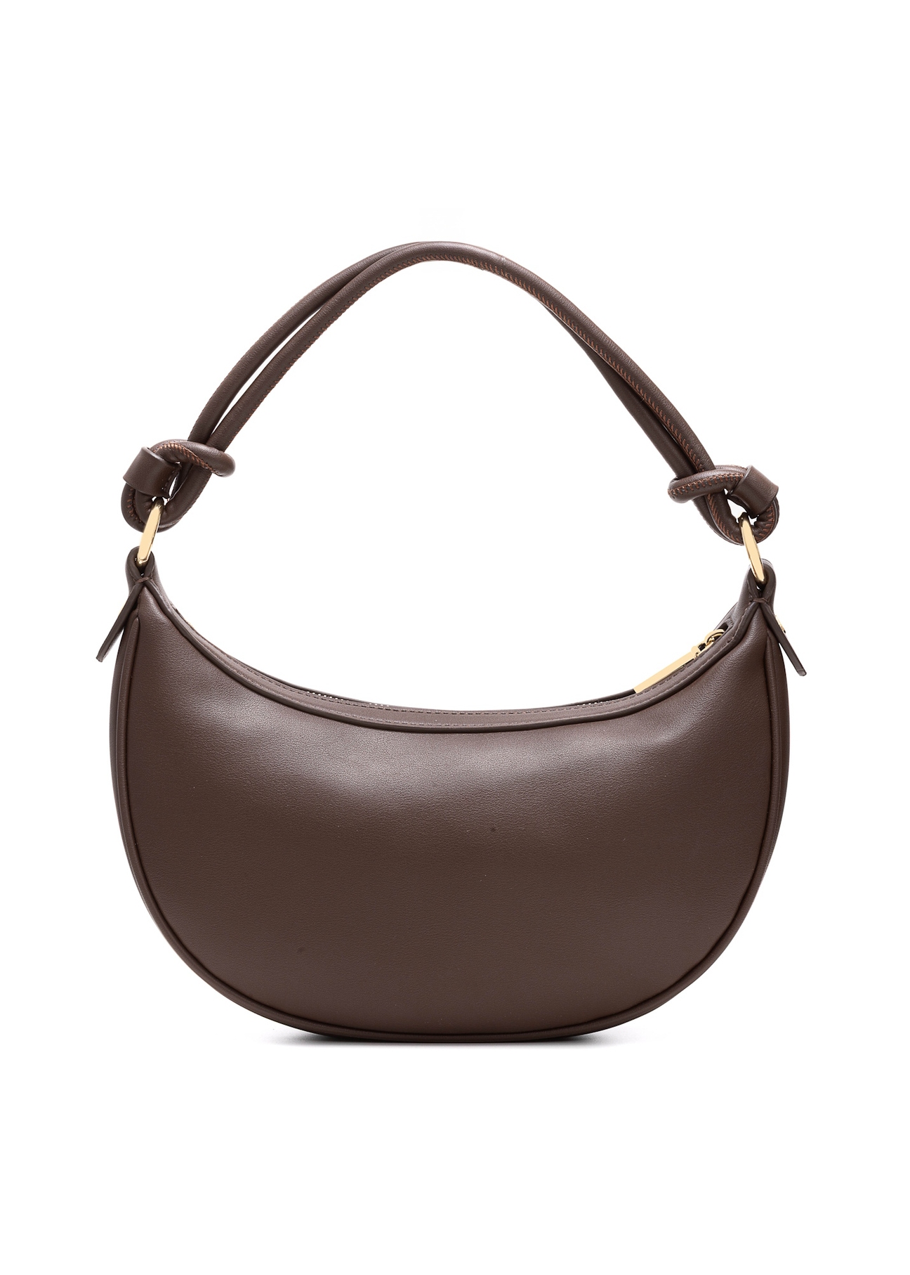 Brown small women's hobo bag TOREC-1097-89(Z25), product view from the back on a white background.