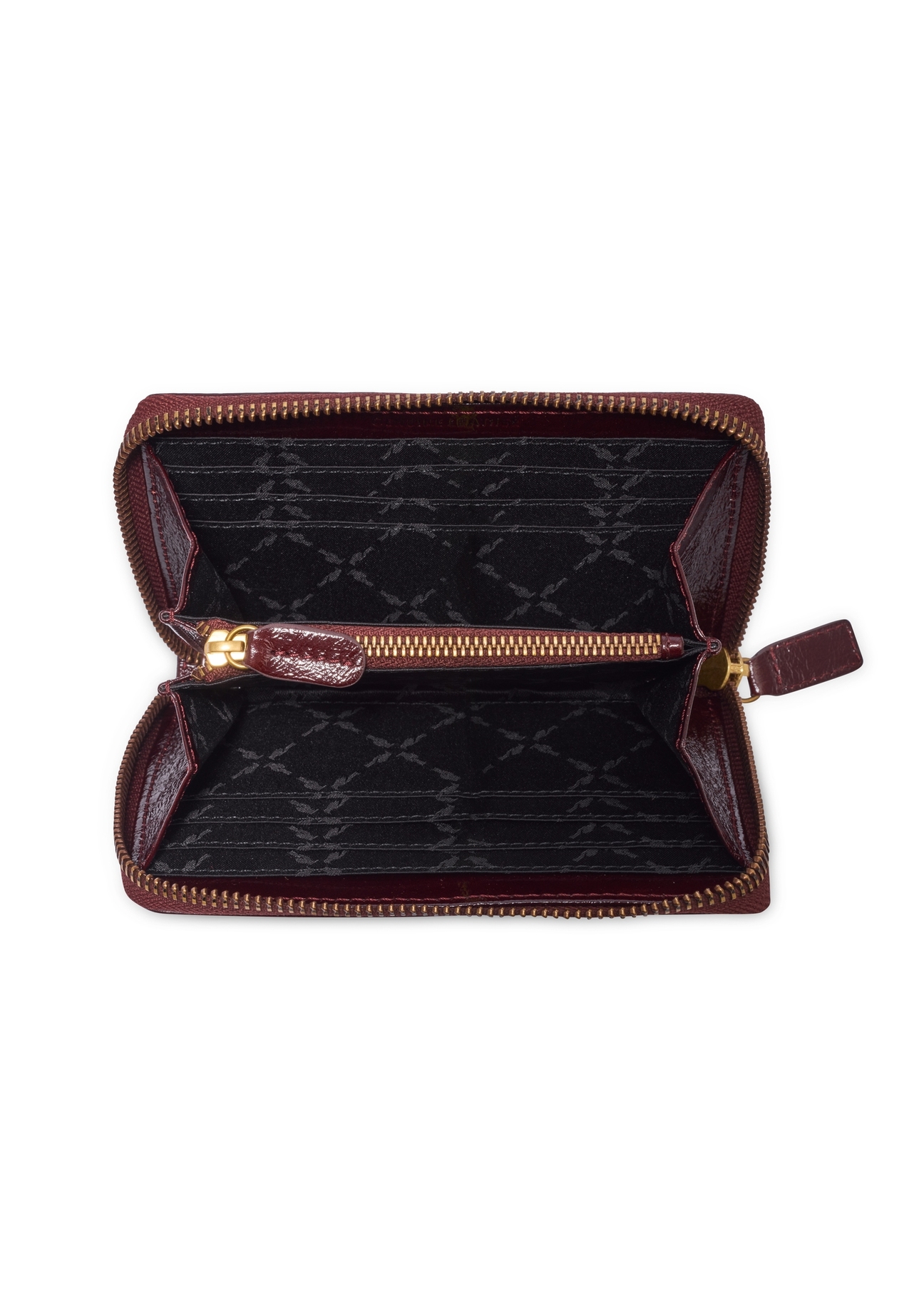 Burgundy leather women's wallet PORES-1022-4E(Z26), product view inside on white background.