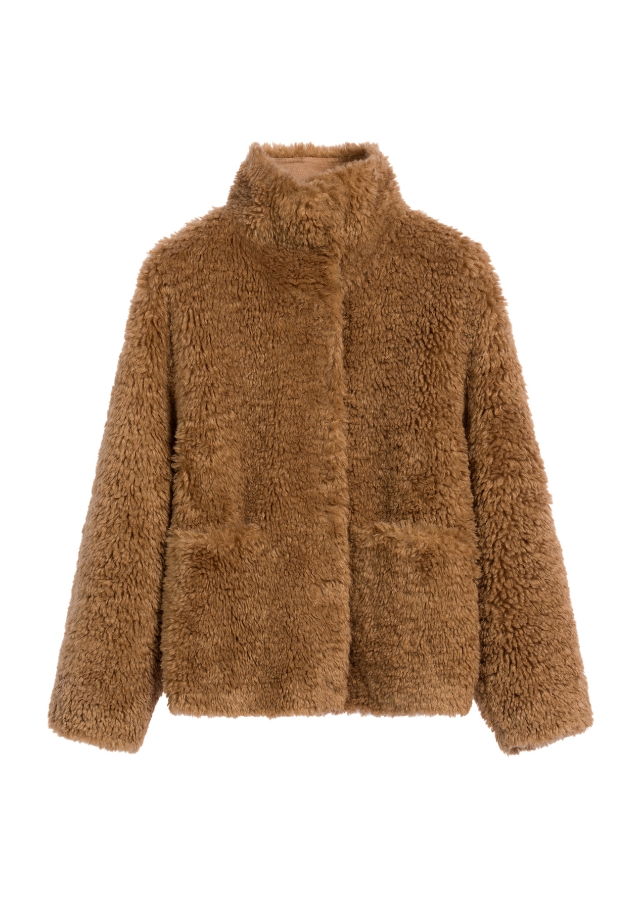 Brown women's fur coat FUTDP-0021B-89(Z25), front product view on white background.