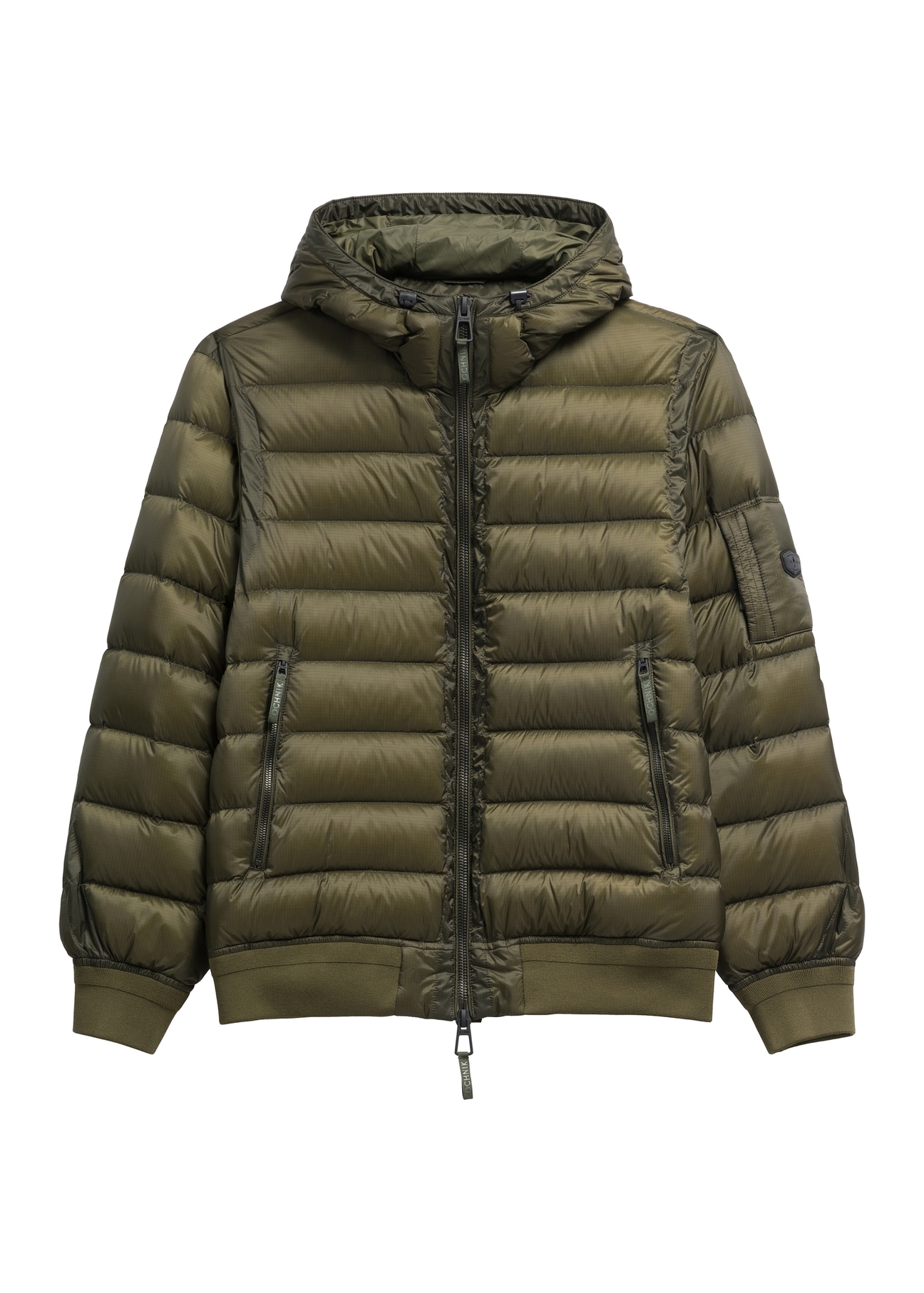 Men's green nylon jacket KURMT-0608-8B(Z26), front product view on white background.