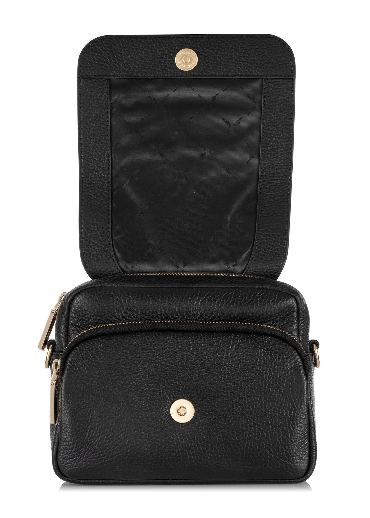 Black small leather women's handbag TORES-0958E-9I(W26), front product view on white background.