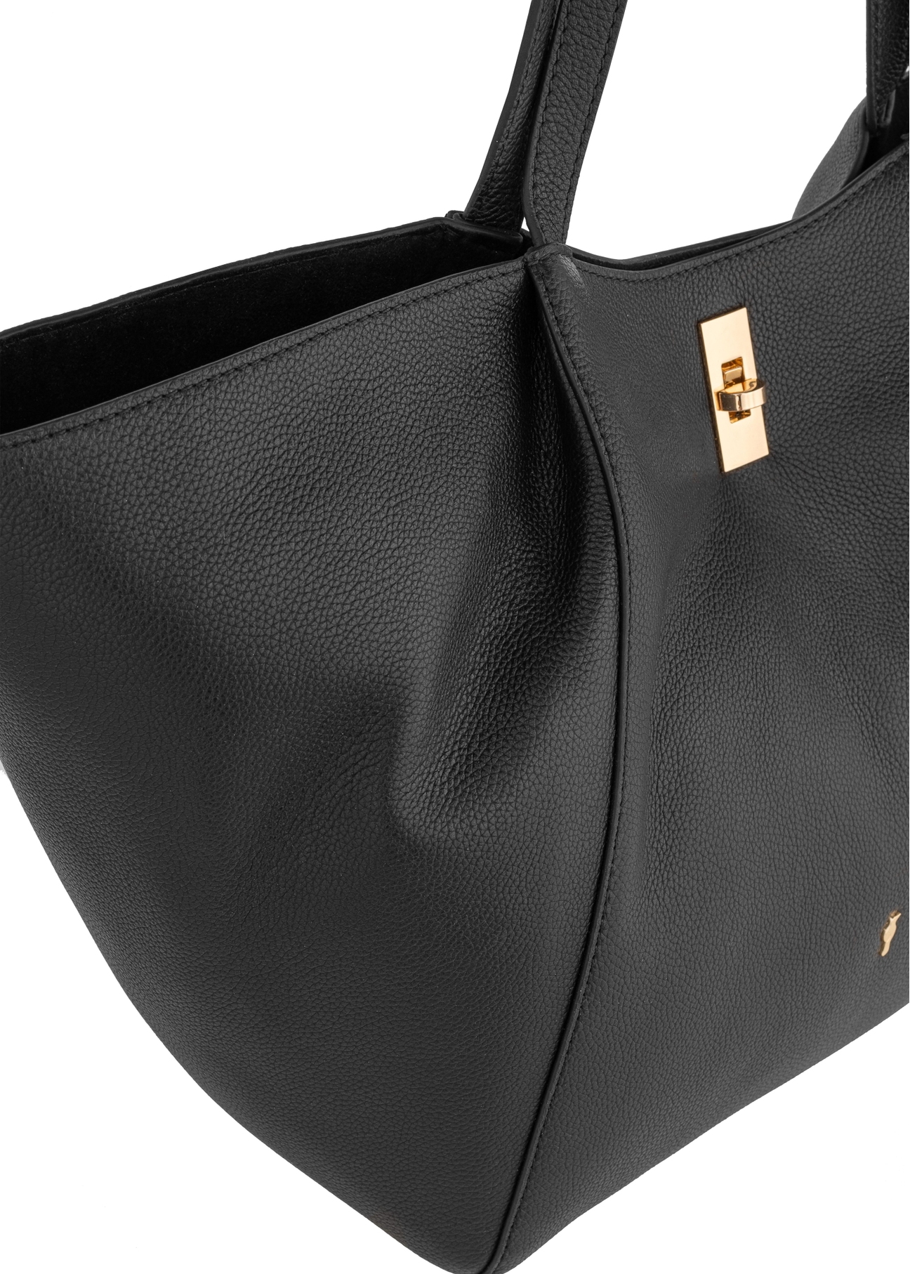 Women's black leather shopper bag TORES-1000-99(W24)-07