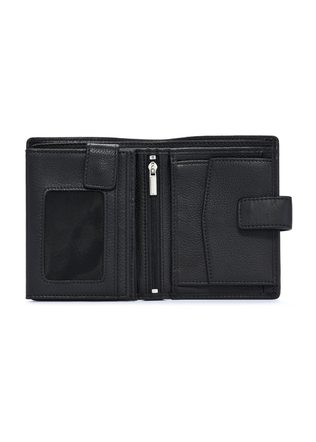 Men's leather wallet in black PORMS-0630A-9I(W26), product view inside on white background.