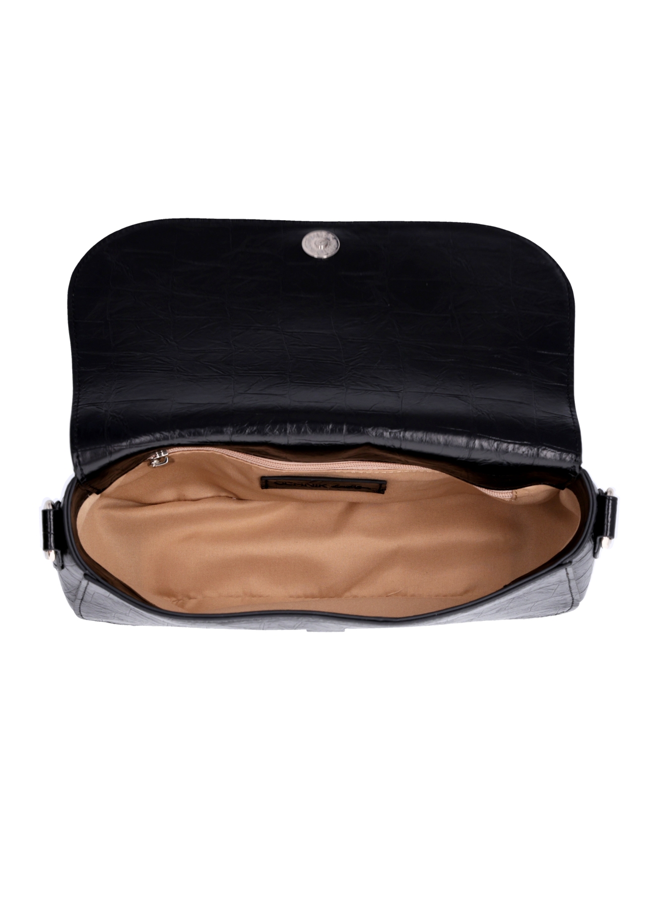 Black croco women's handbag TOREC-1308-9G(Z26), product view inside on white background.