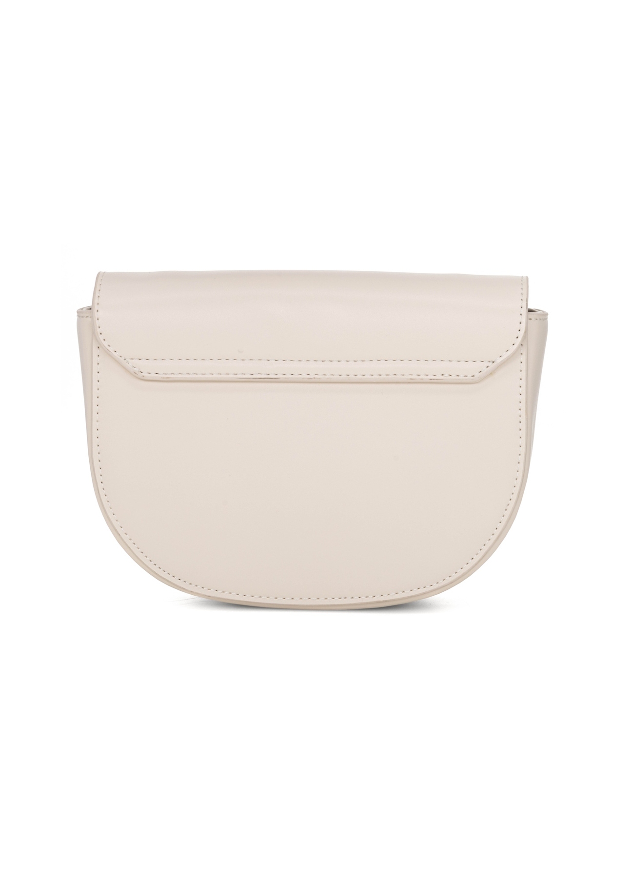 Cream semi-circular women's messenger bag TOREC-1127-0B(W26), back view of the product on a white background.