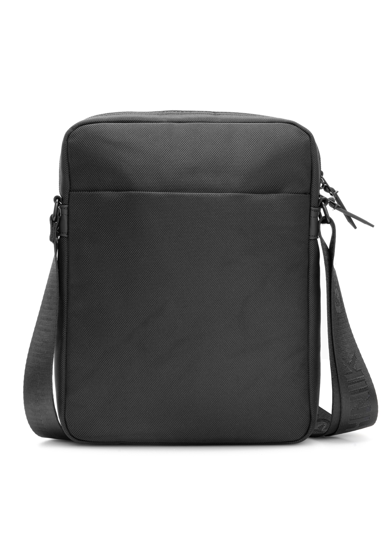 Men's city bag in black TORMN-0402-99(W26) - product view from the back, on a white background.
